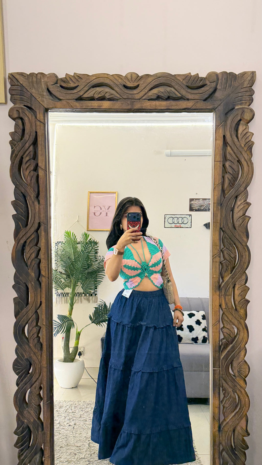 17 vintage denim skirt W28/34L