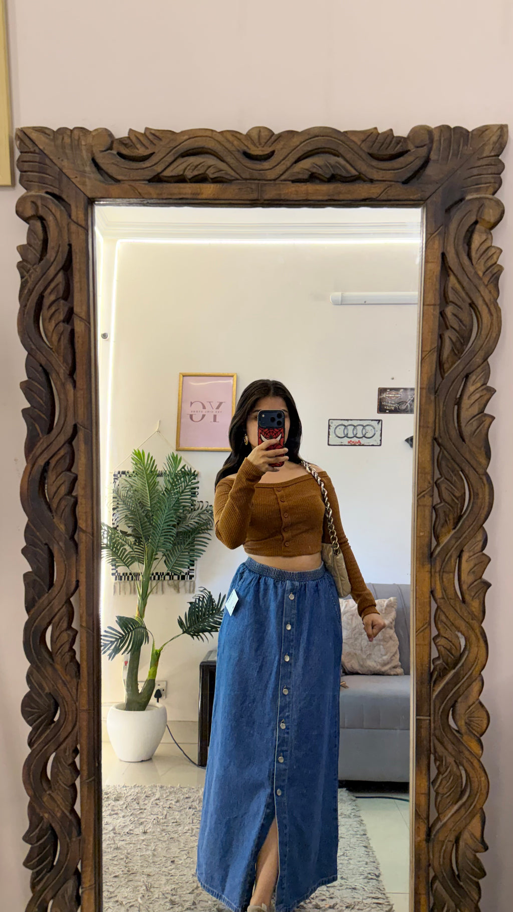 48 retro denim skirt W26-28/33L