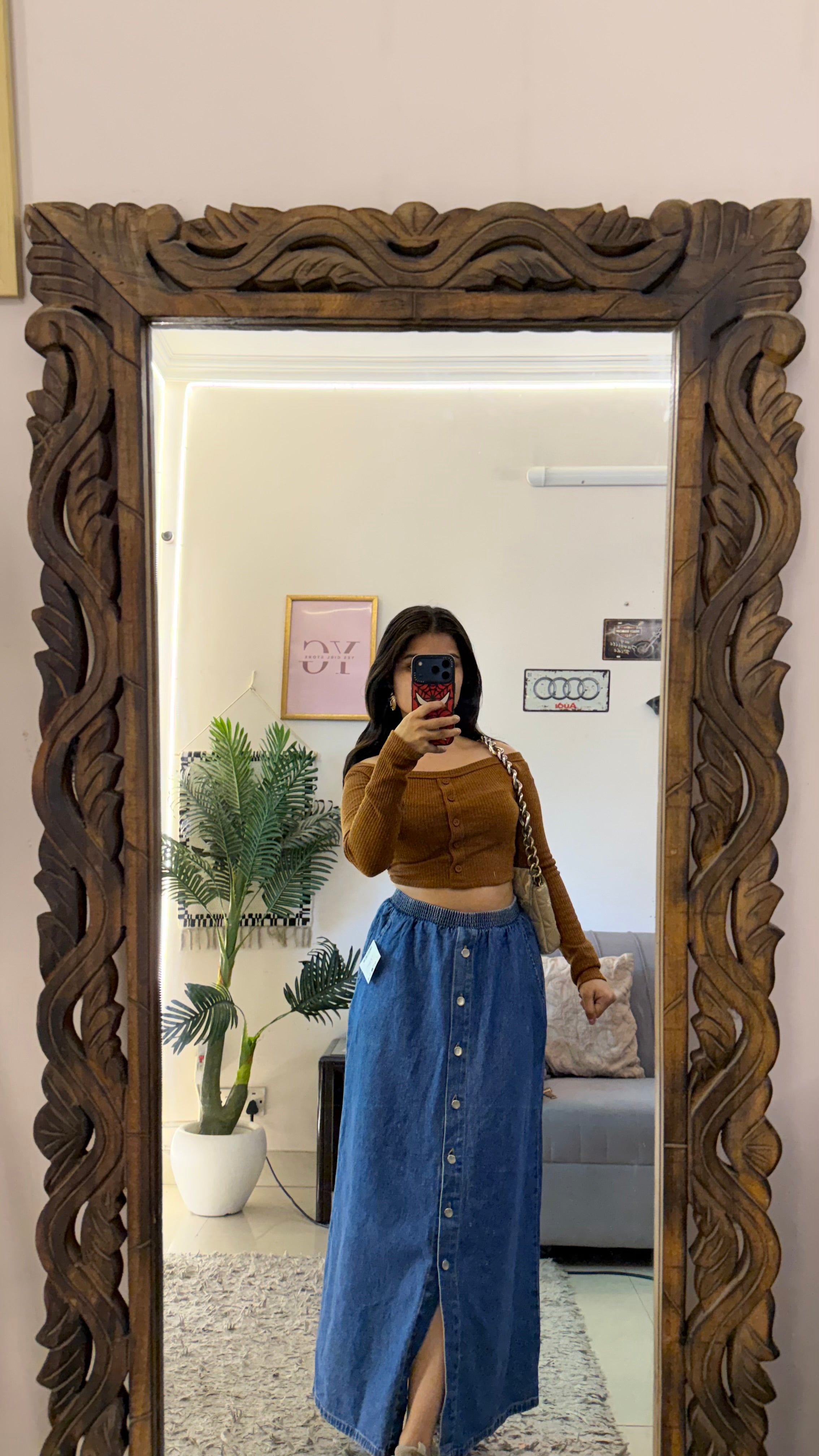 48 retro denim skirt W26-28/33L