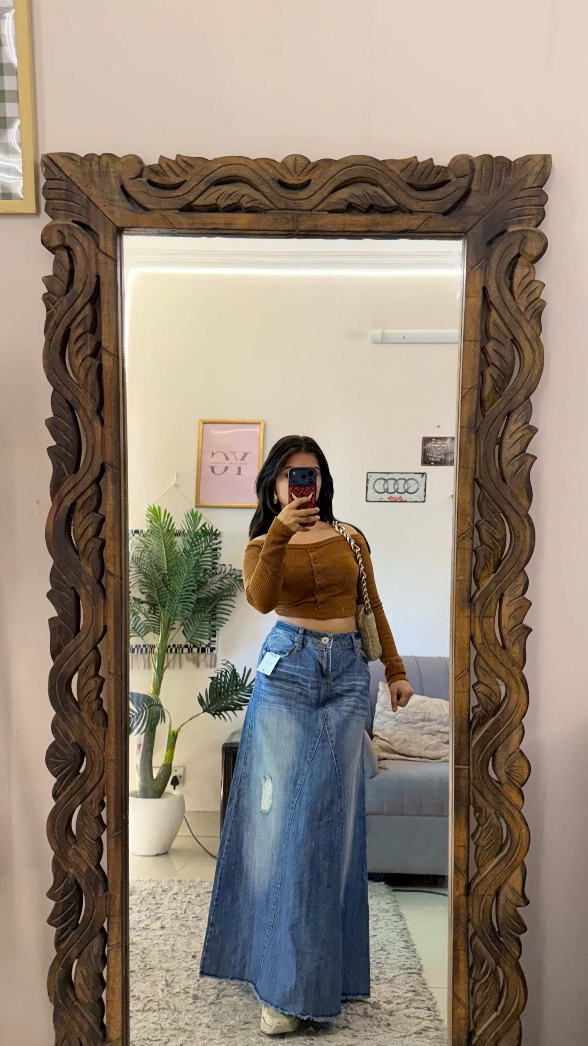 46 retro denim skirt W34/35L