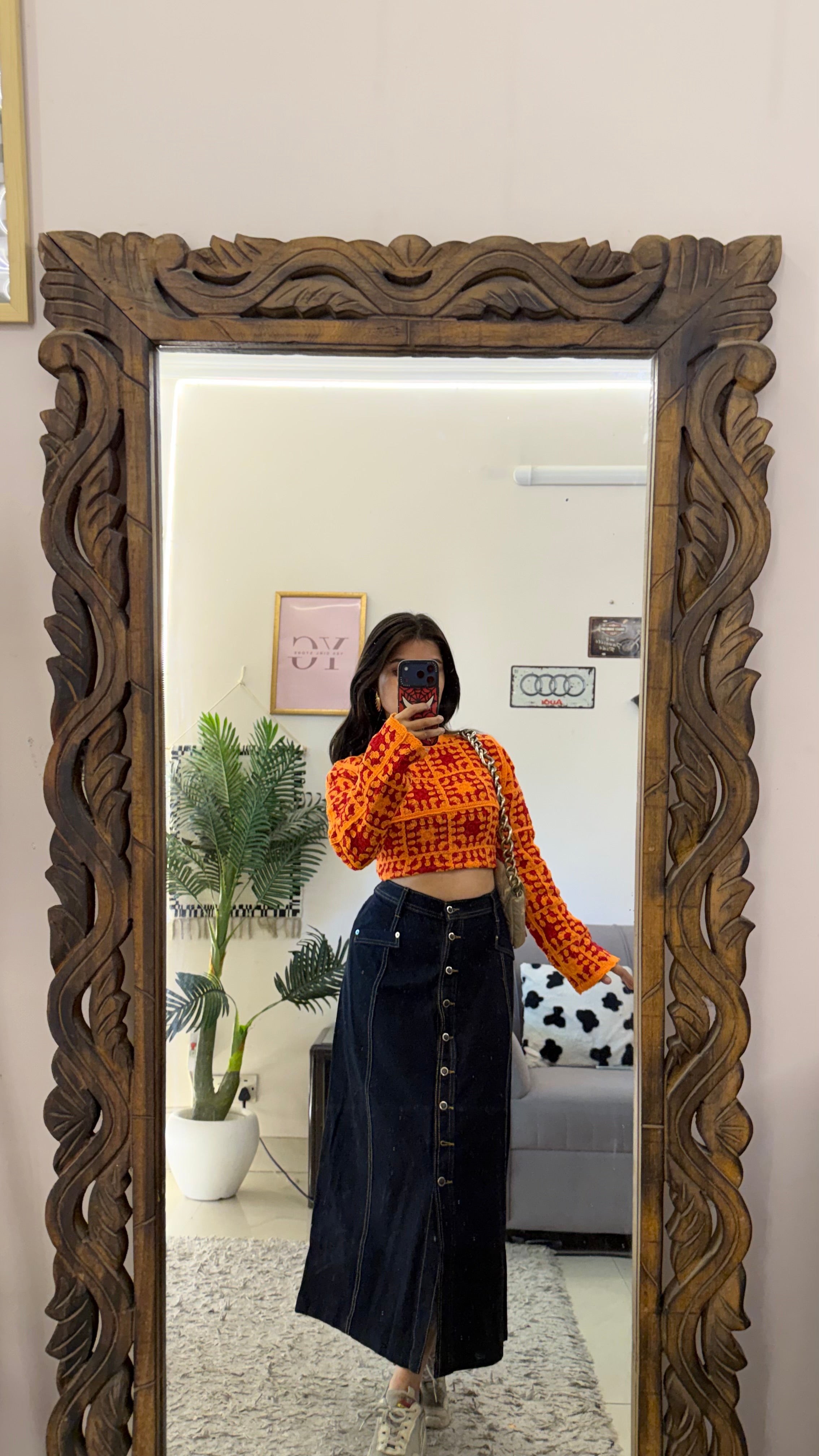 13 vintage denim skirt W30/32L
