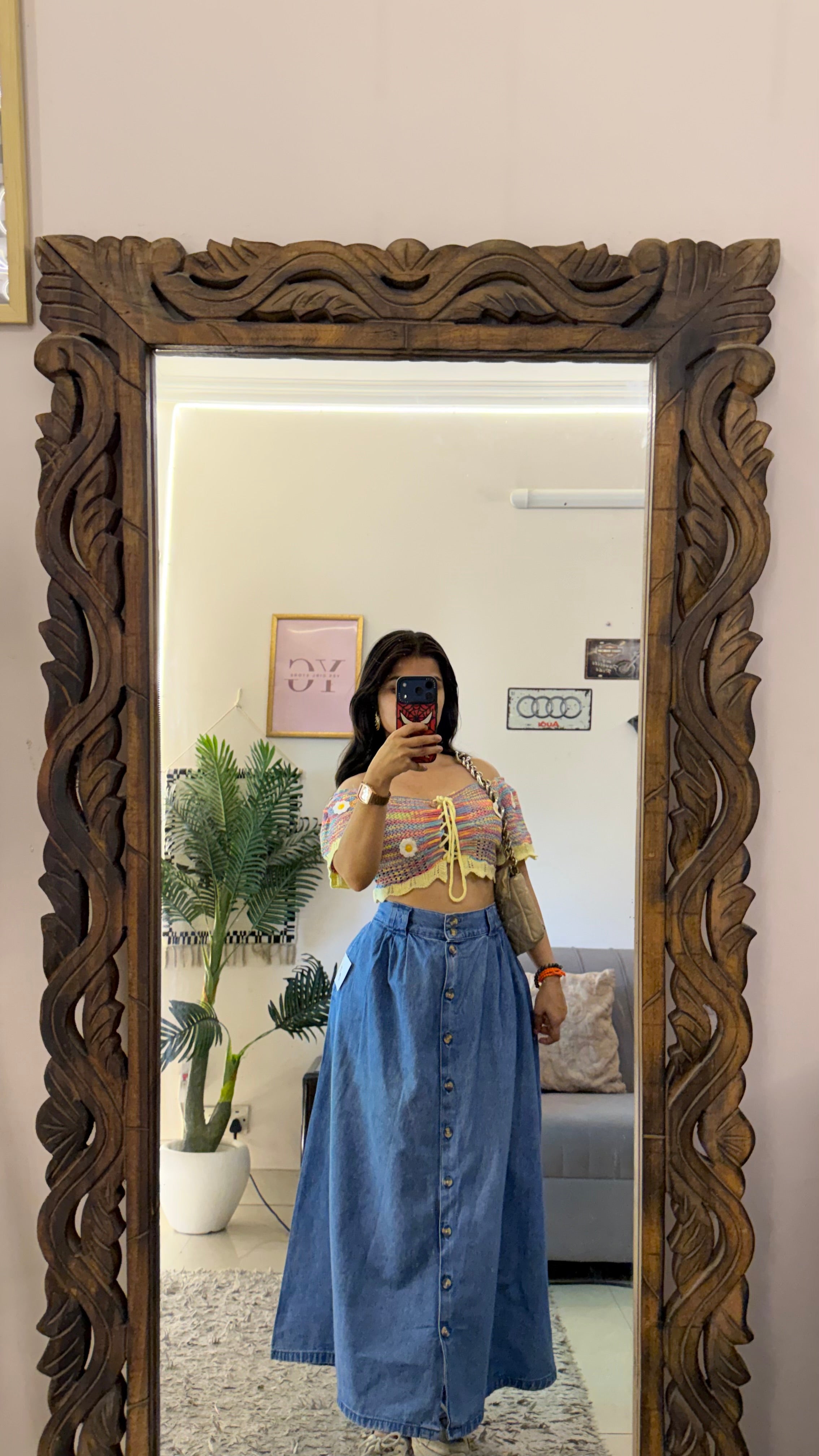 60 retro denim skirt W30-32/34L