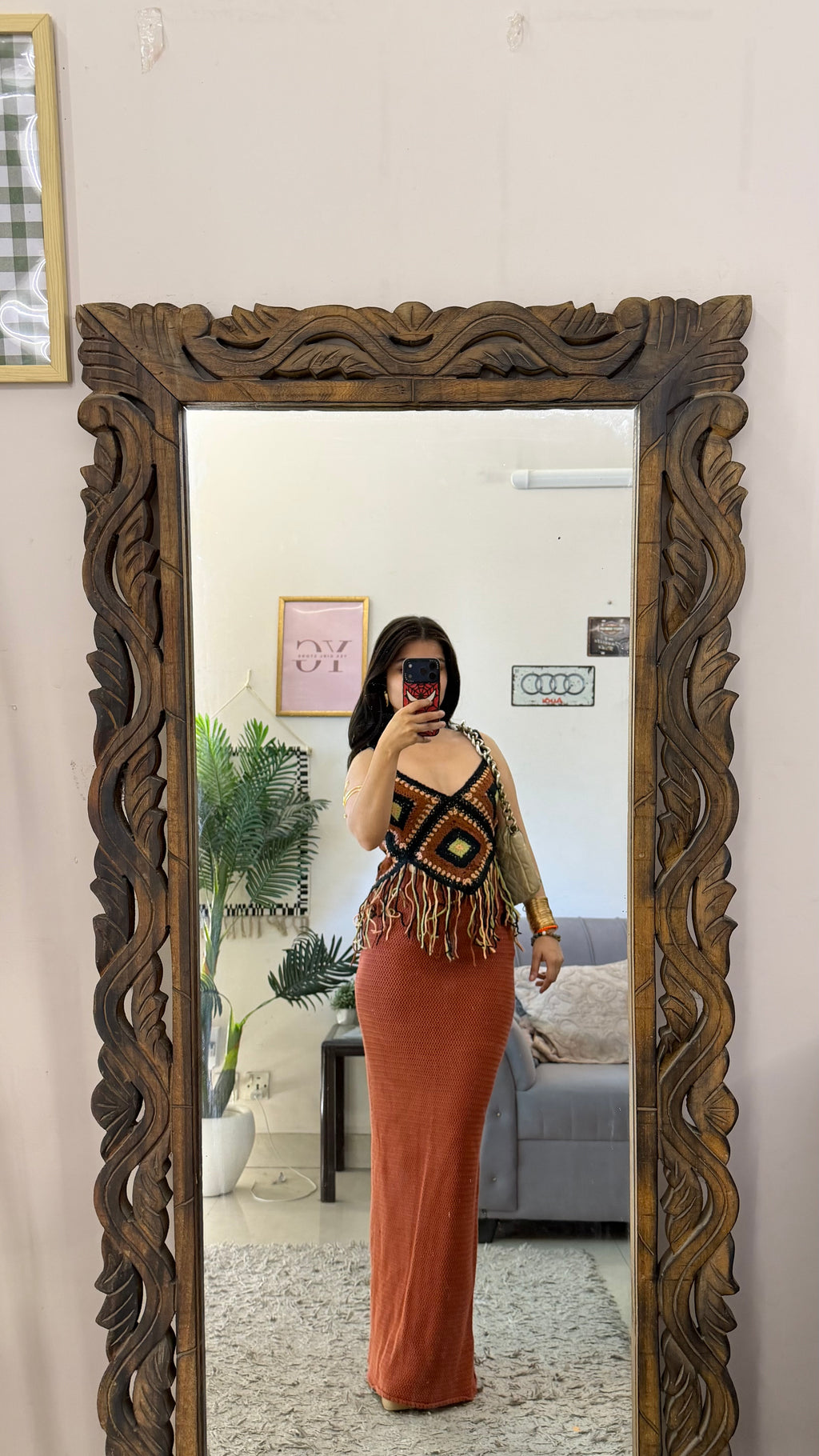 49) crochet skirt 24-26 waist/l:42