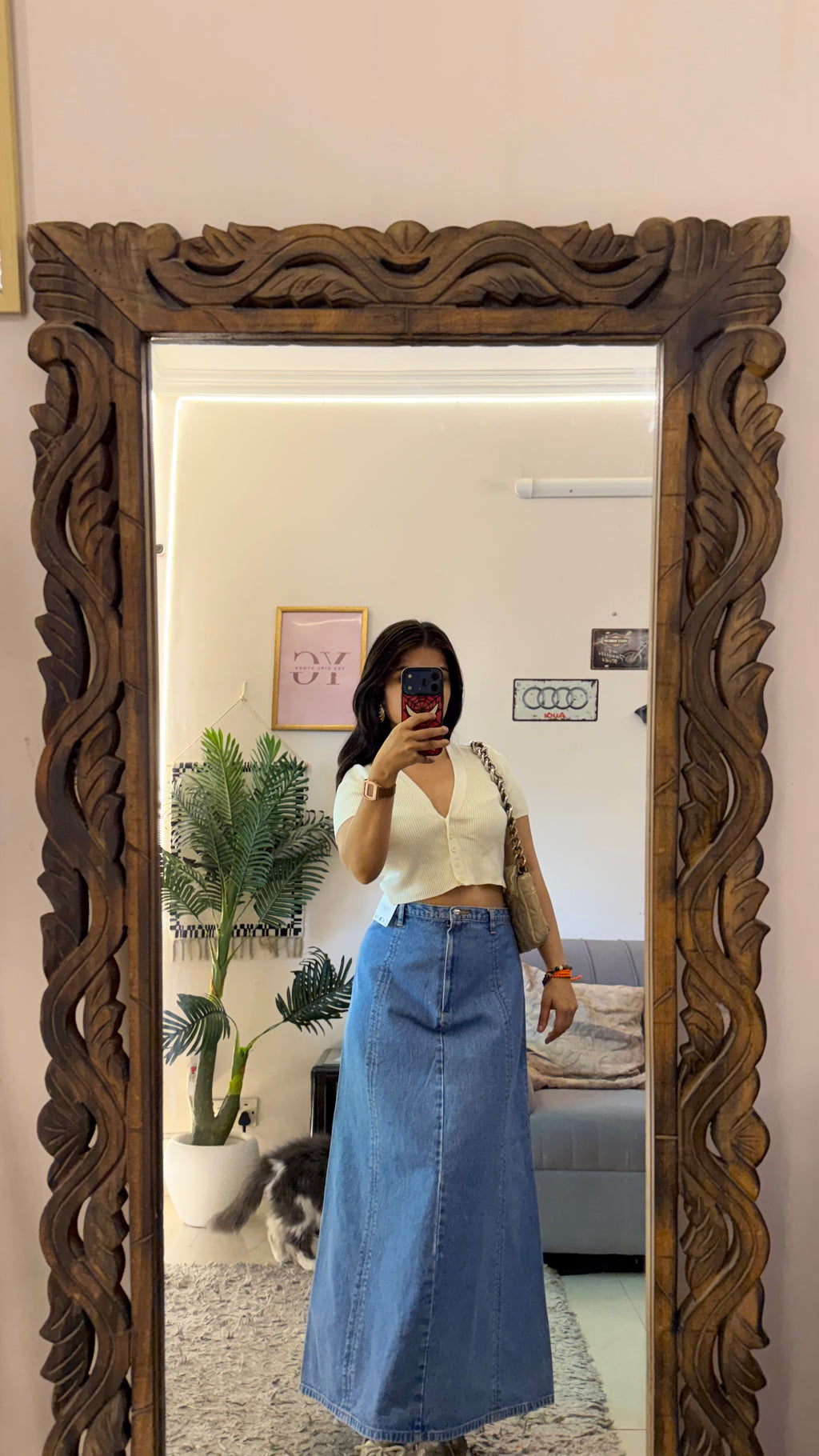 25 vintage denim skirt W30/33L