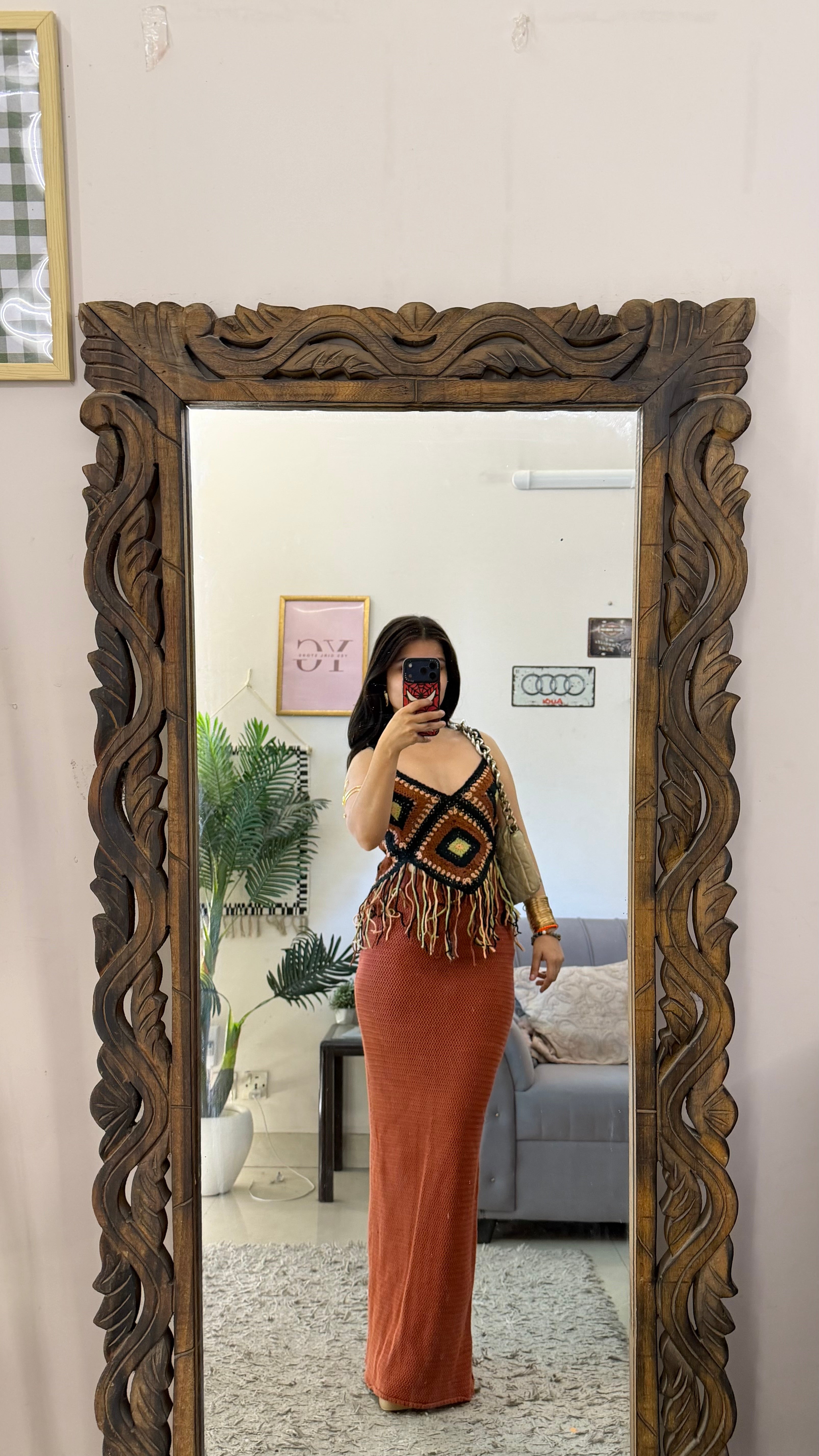 49) crochet skirt 24-26 waist/l:42