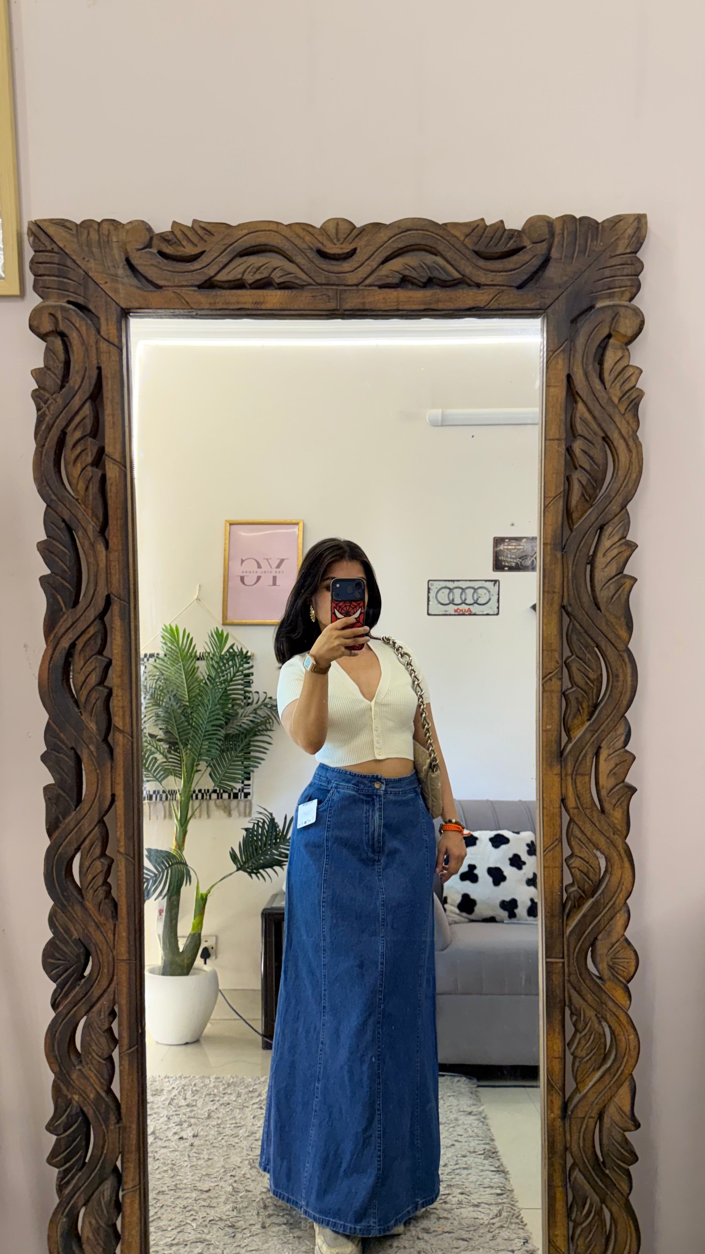 7 vintage denim skirt W30/35L
