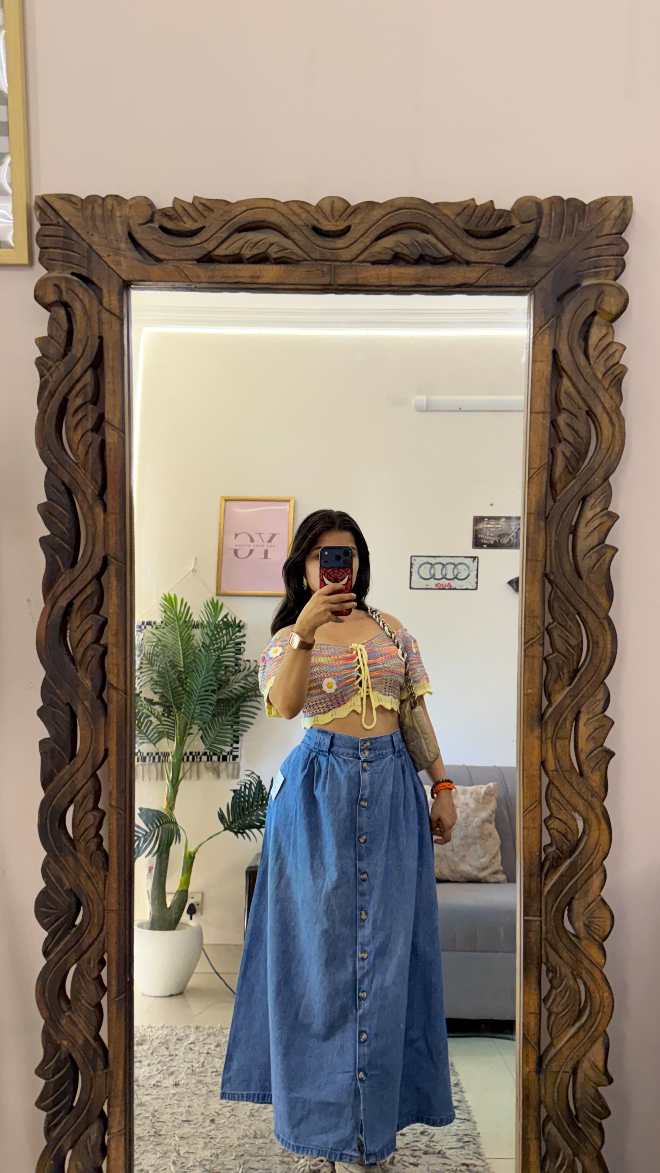 60 retro denim skirt W30-32/34L