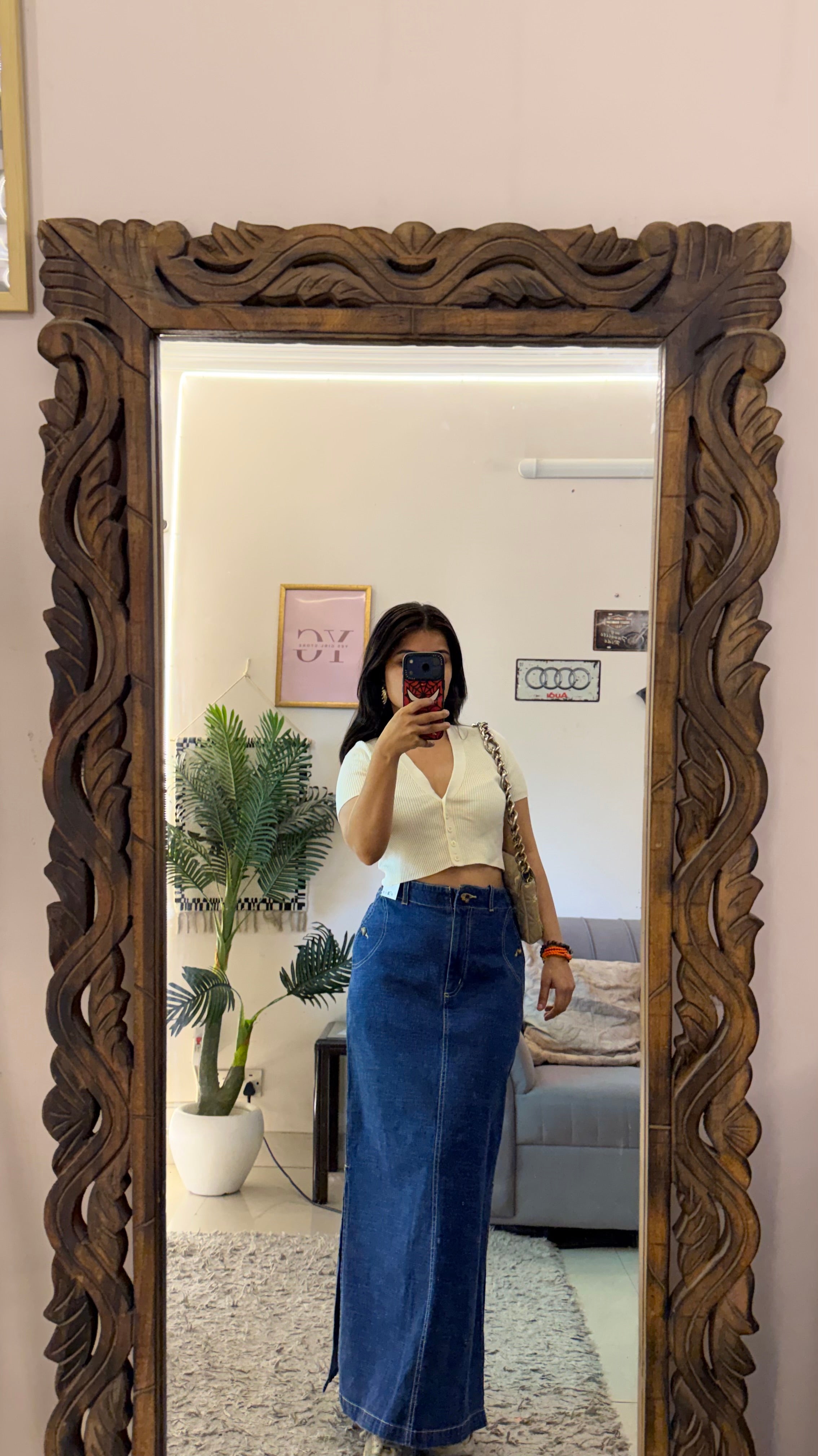 21 denim skirt W32/35L