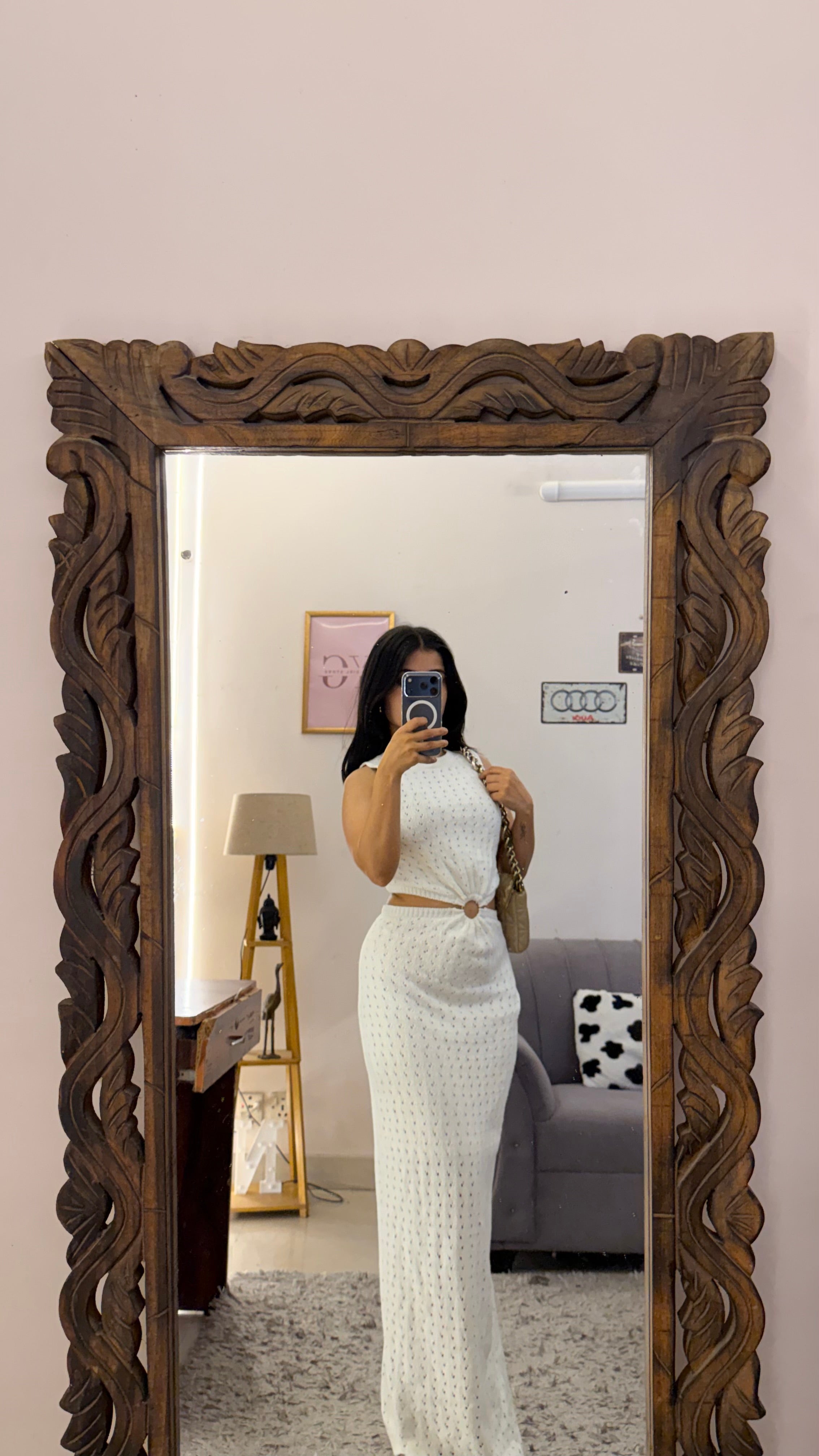 28 Bodycon dress crochet with lining 36-38 bust /l:53