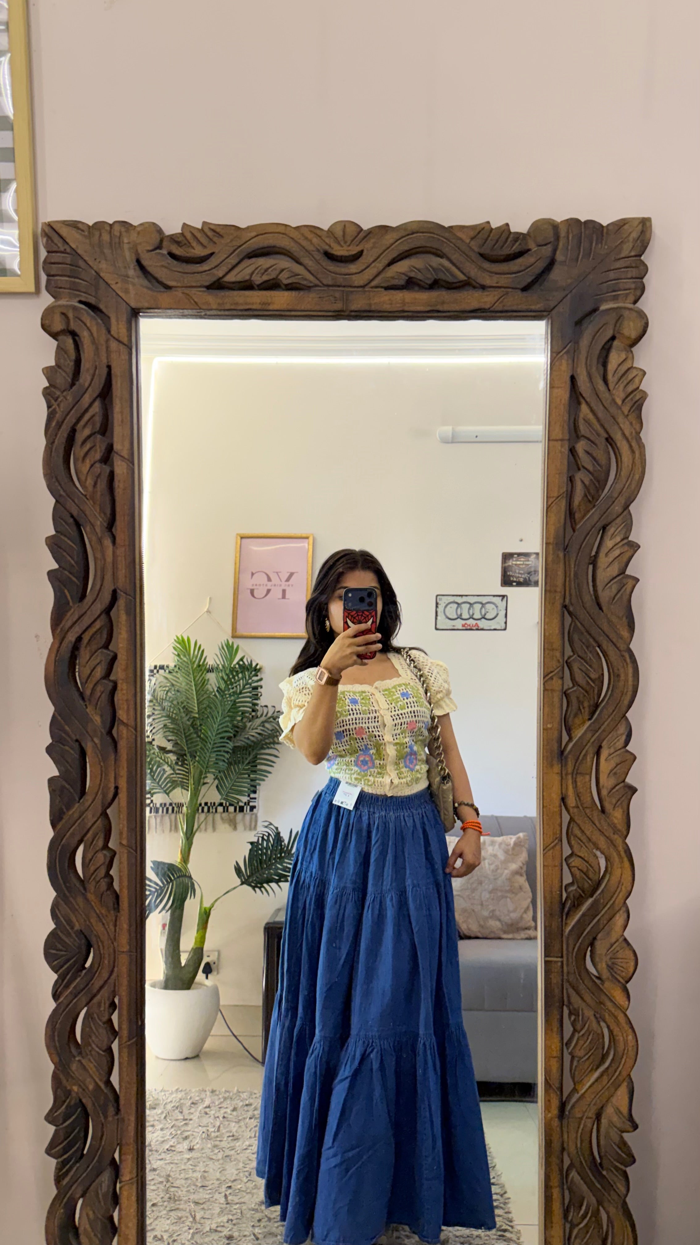 70 retro denim skirt W26-28/35L
