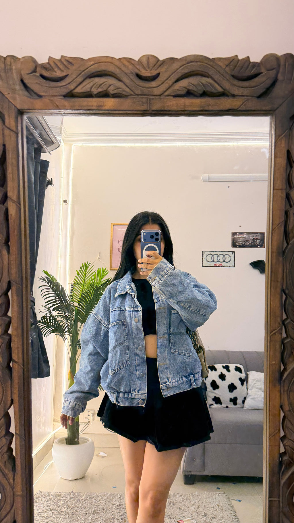 22 Denim Jacket upto bust44/L17  fur inside