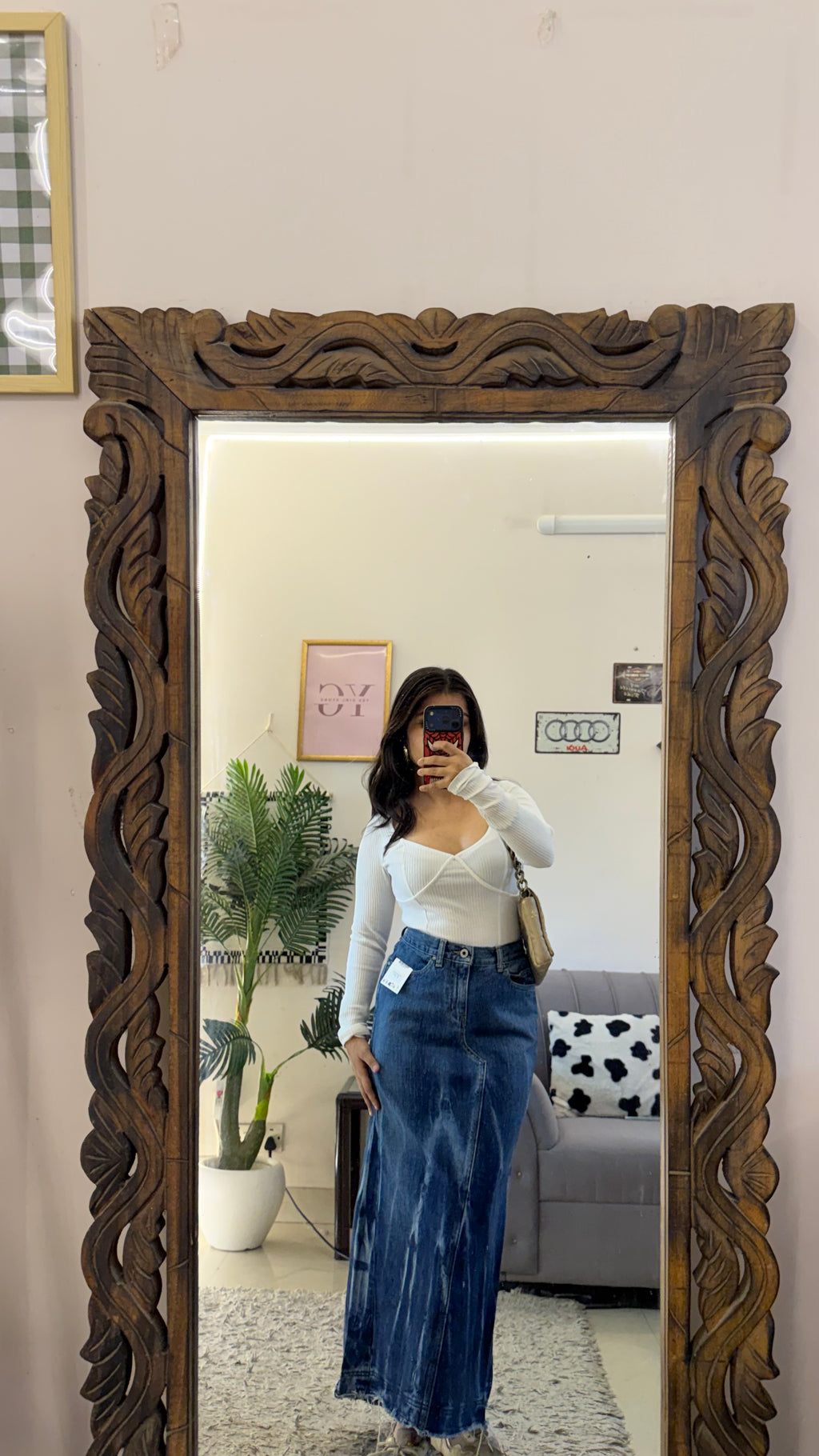 19 retro denim skirt W27/34L