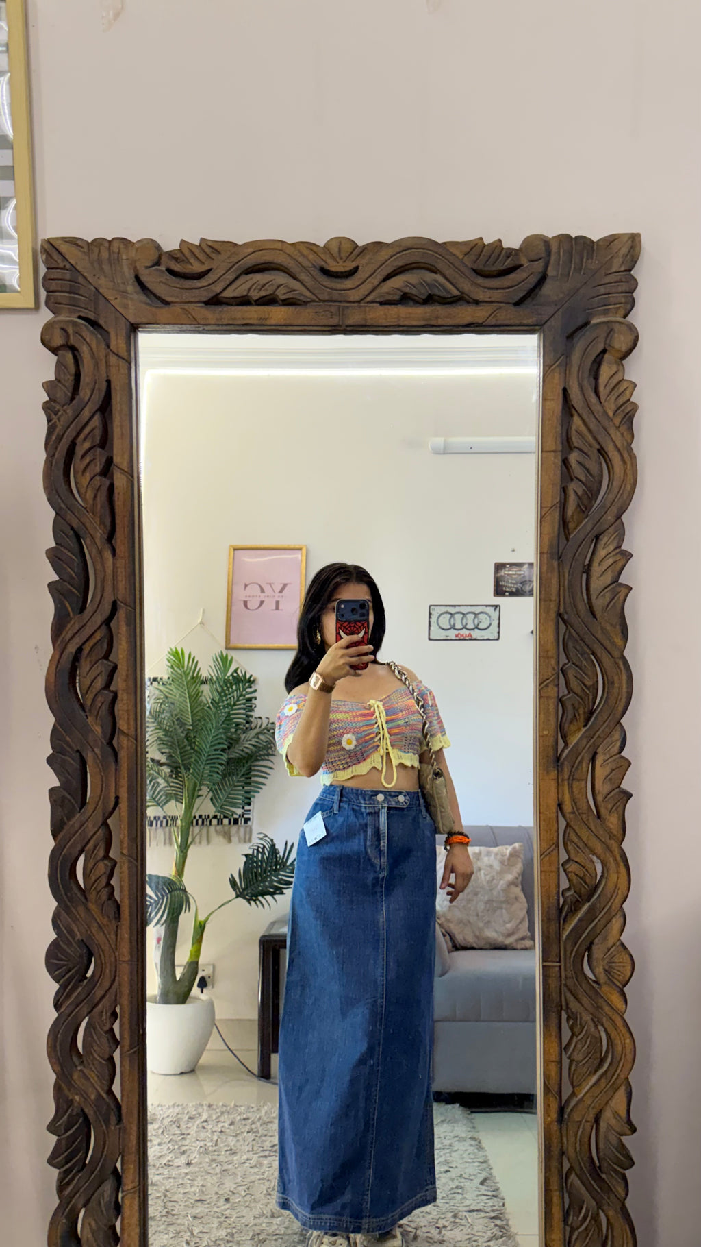 58 retro denim skirt W32/33L