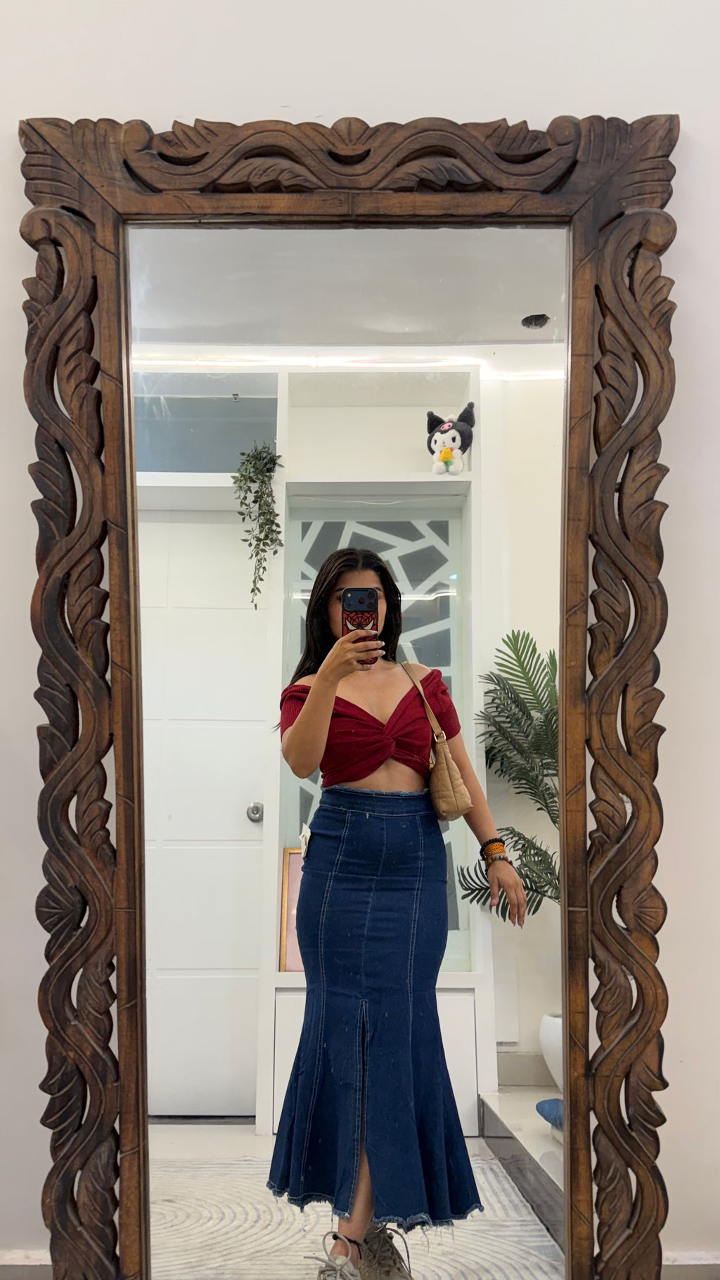 70 fish cut denim skirt 26 waist/l:33