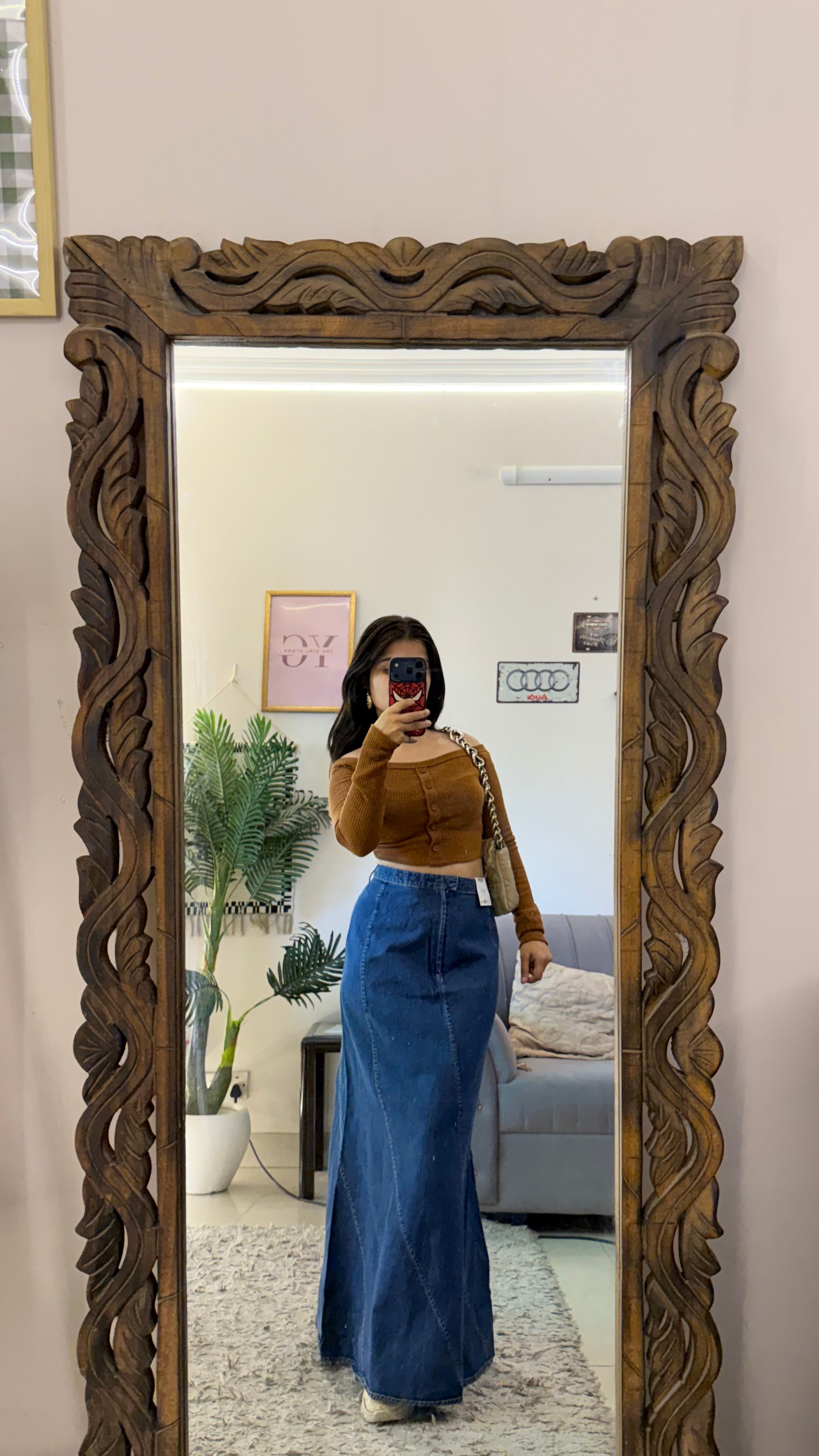 45 retro denim skirt W31/40L