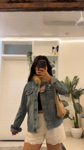 39 Denim Jacket ( removable fur) upto bust 34/l:20