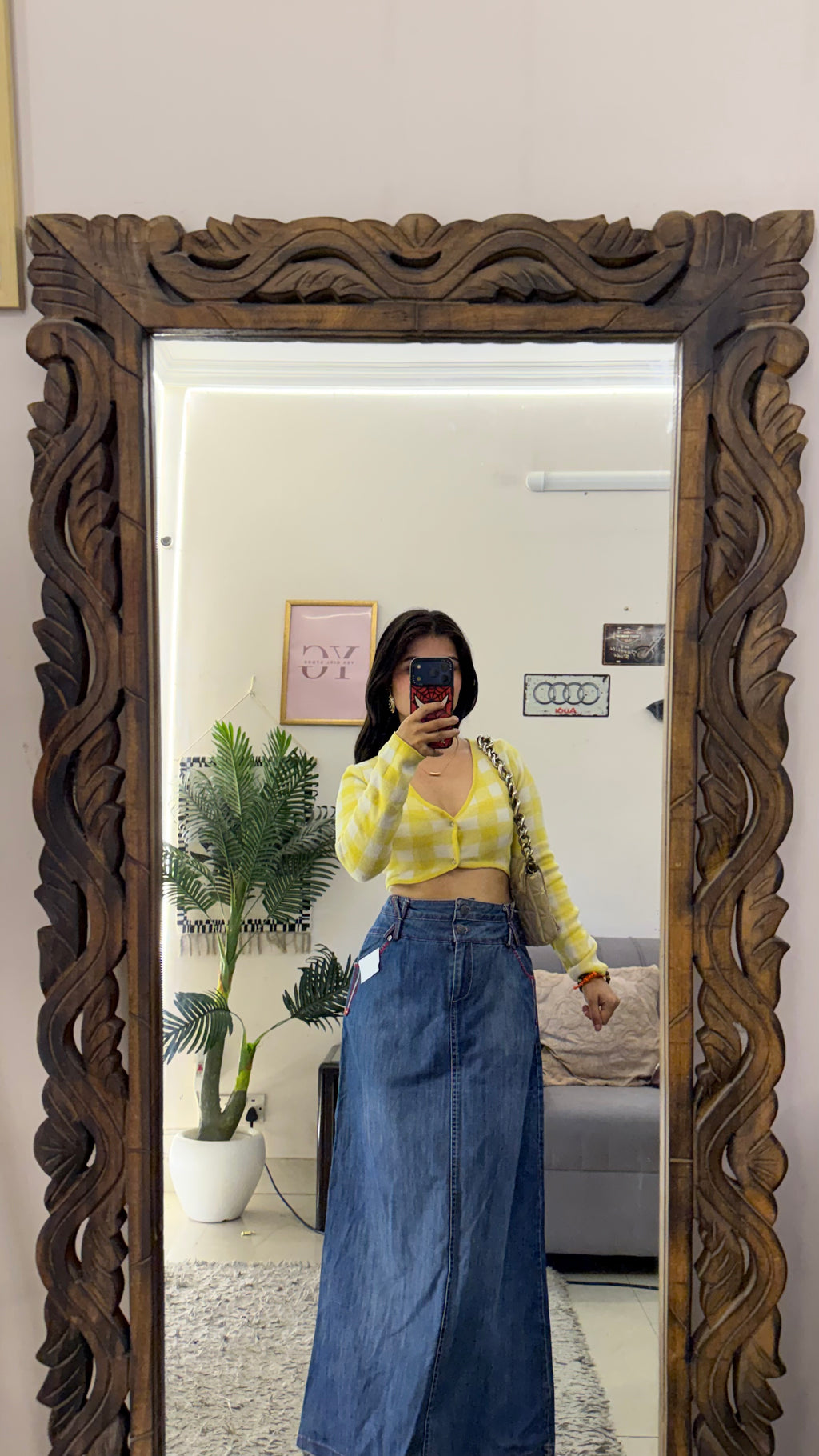 72 vintage denim skirt W32/36L