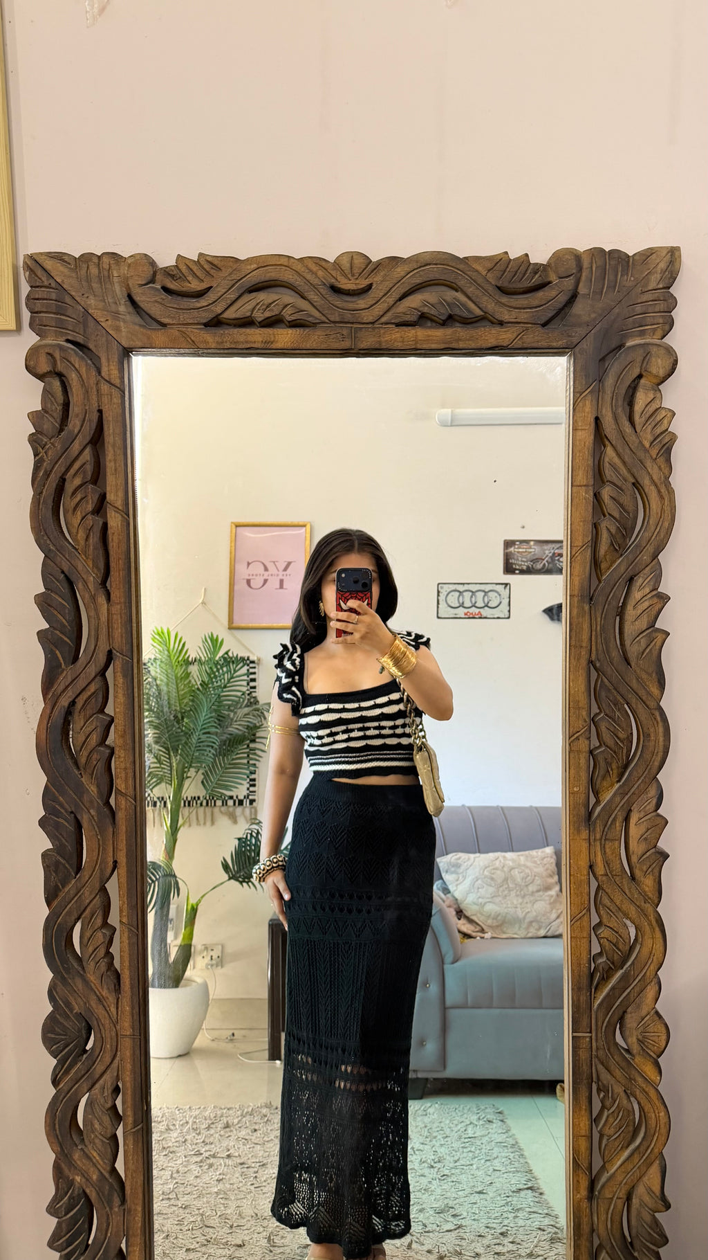51) crochet skirt 26-28 waist/l:38