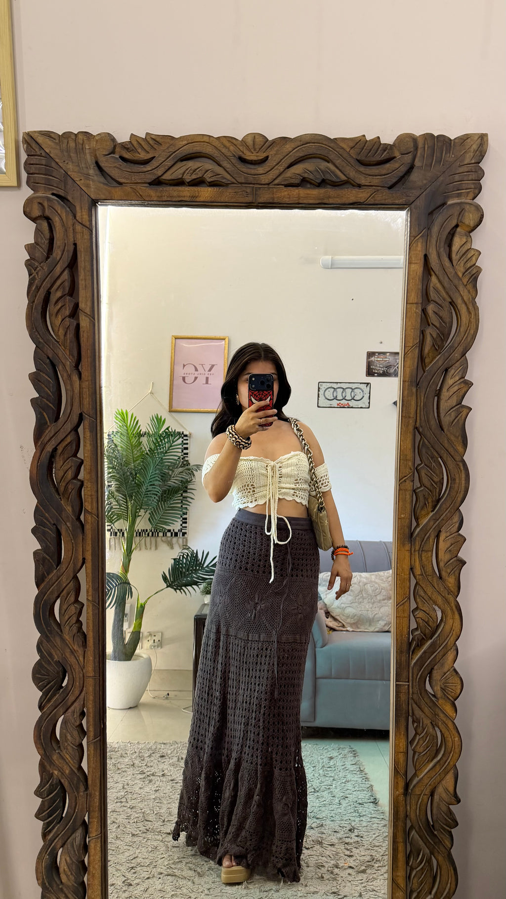 57) crochet skirt 36-38 waist/l:41