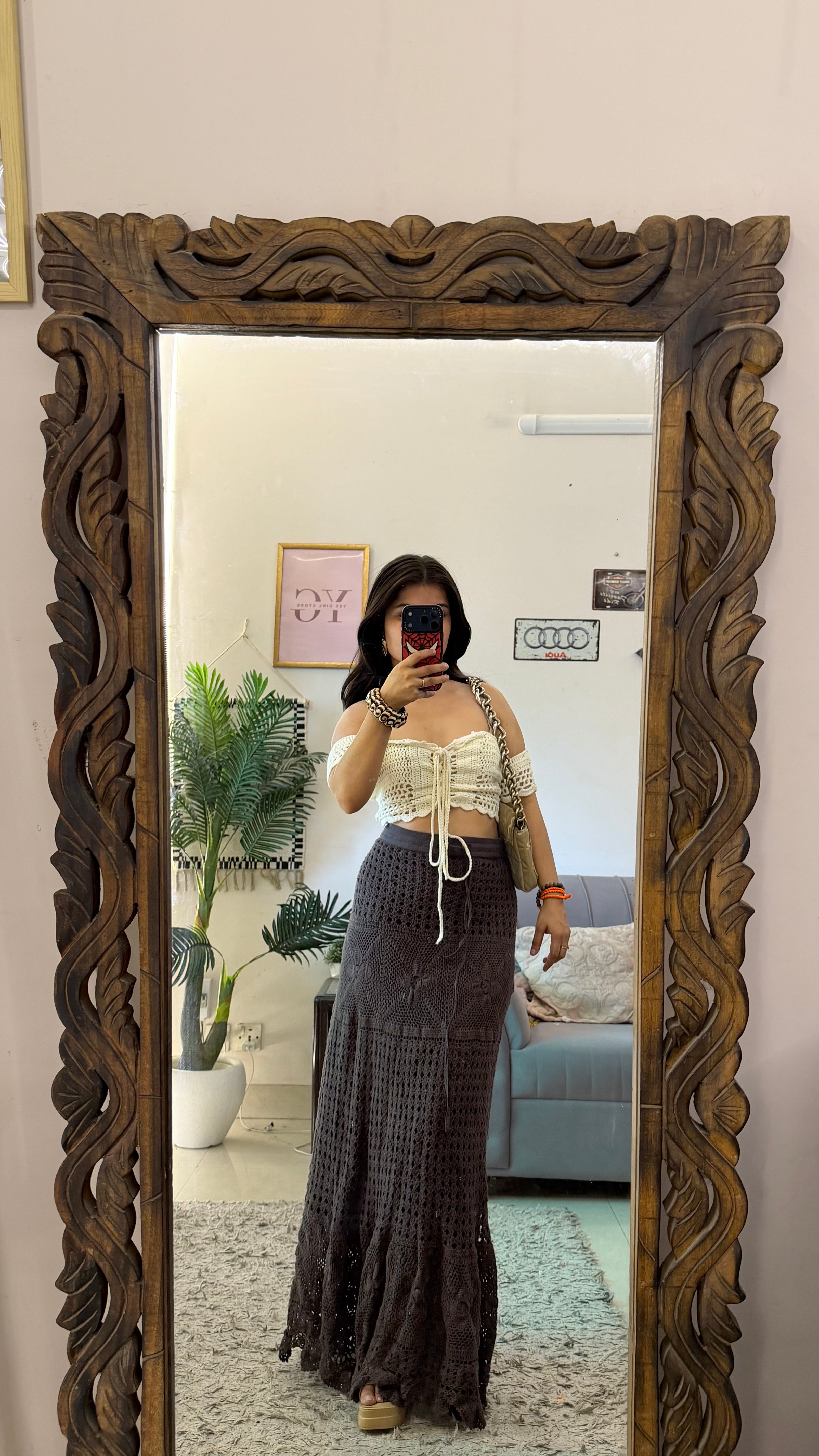 57) crochet skirt 36-38 waist/l:41