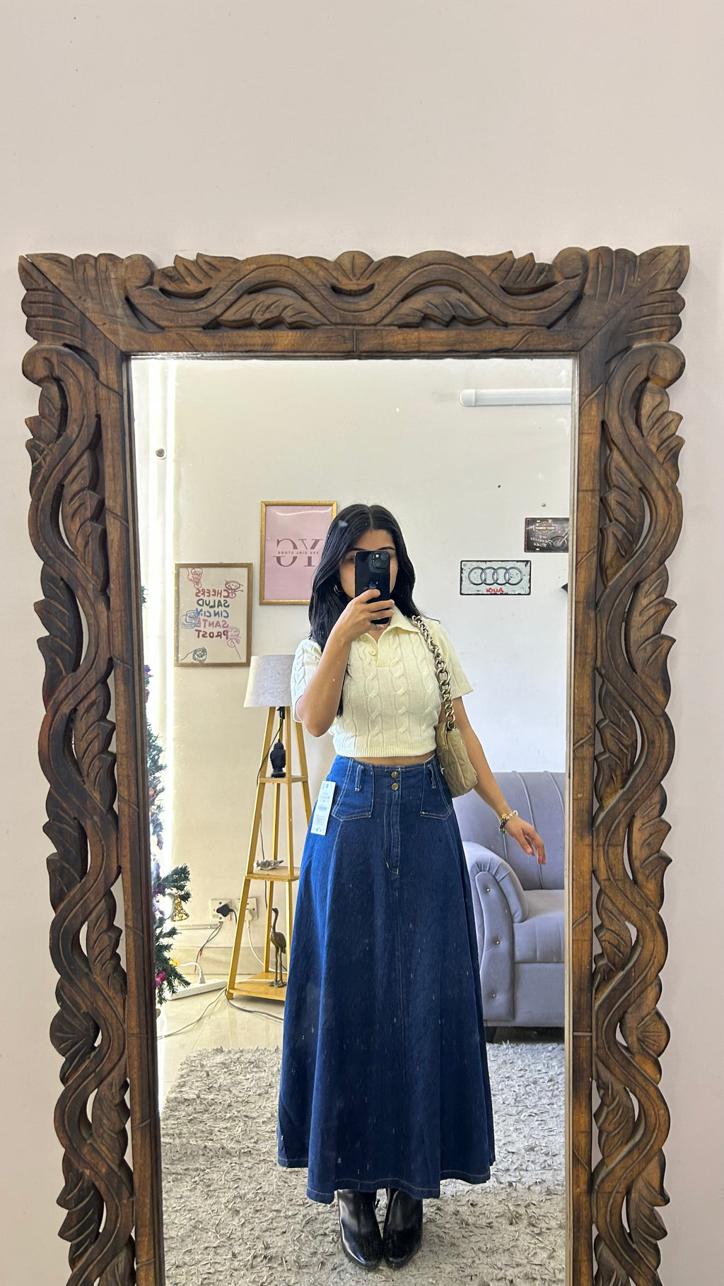 4 denim skirt 28 waist/l:34