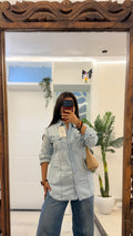 19) denim shirt fitted style 30-32 bust