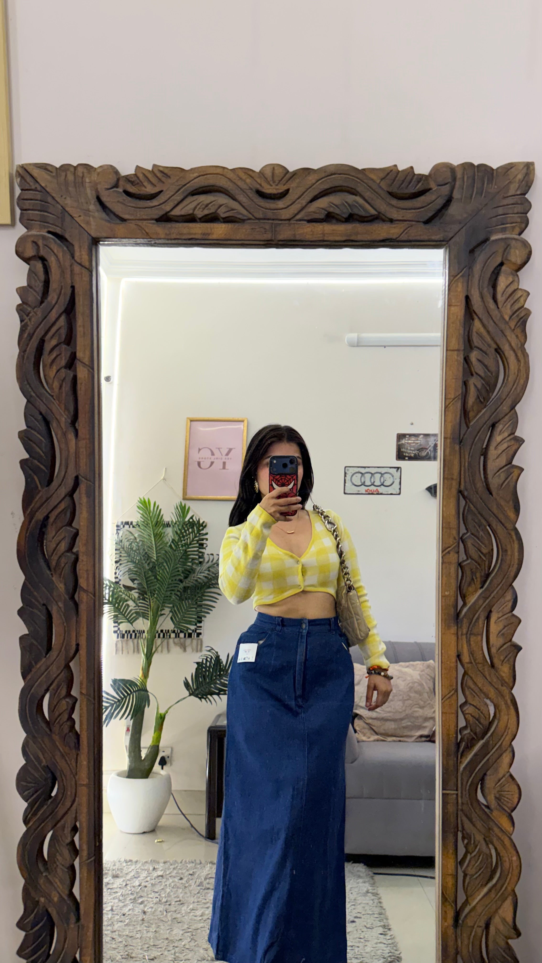 73 vintage denim skirt w26/35L