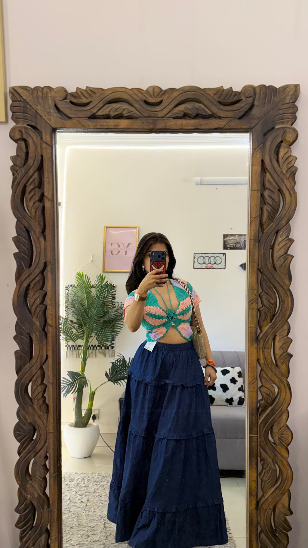 17 vintage denim skirt W28/34L