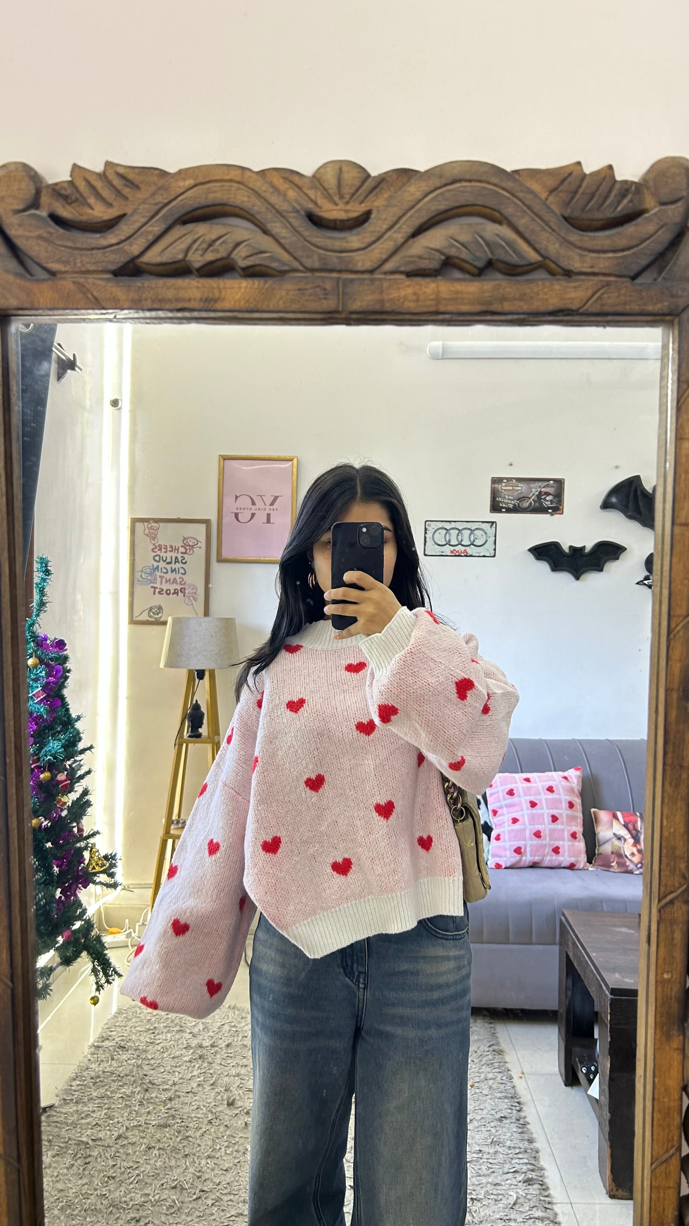67 Cute Heart Sweater M