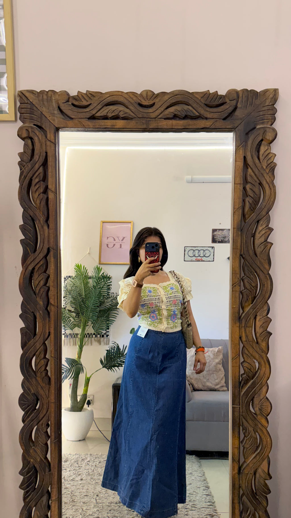 69 retro denim skirt W30/34L