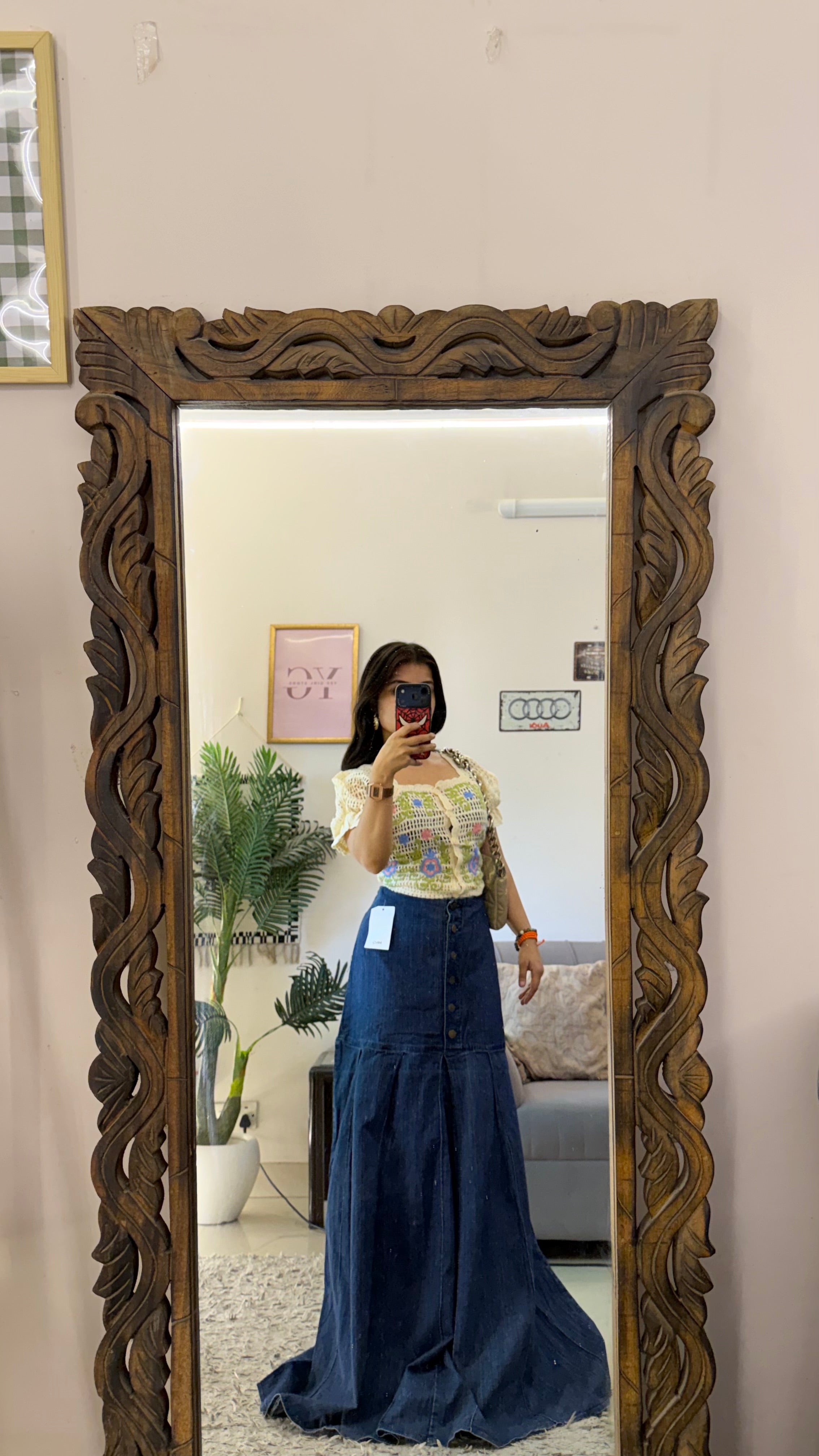 65 retro denim skirt W36/44L
