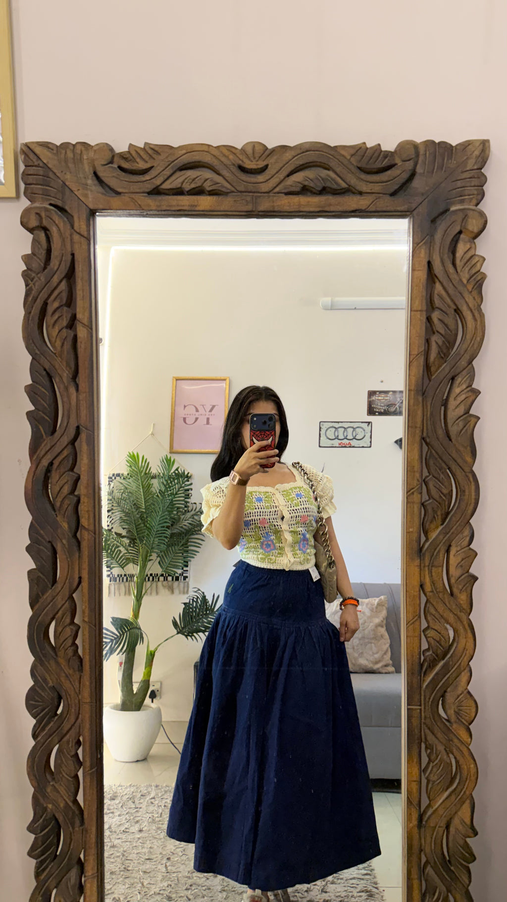 67 retro denim skirt W24-28/32L