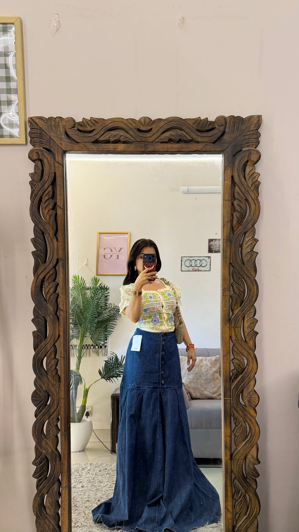 65 retro denim skirt W36/44L