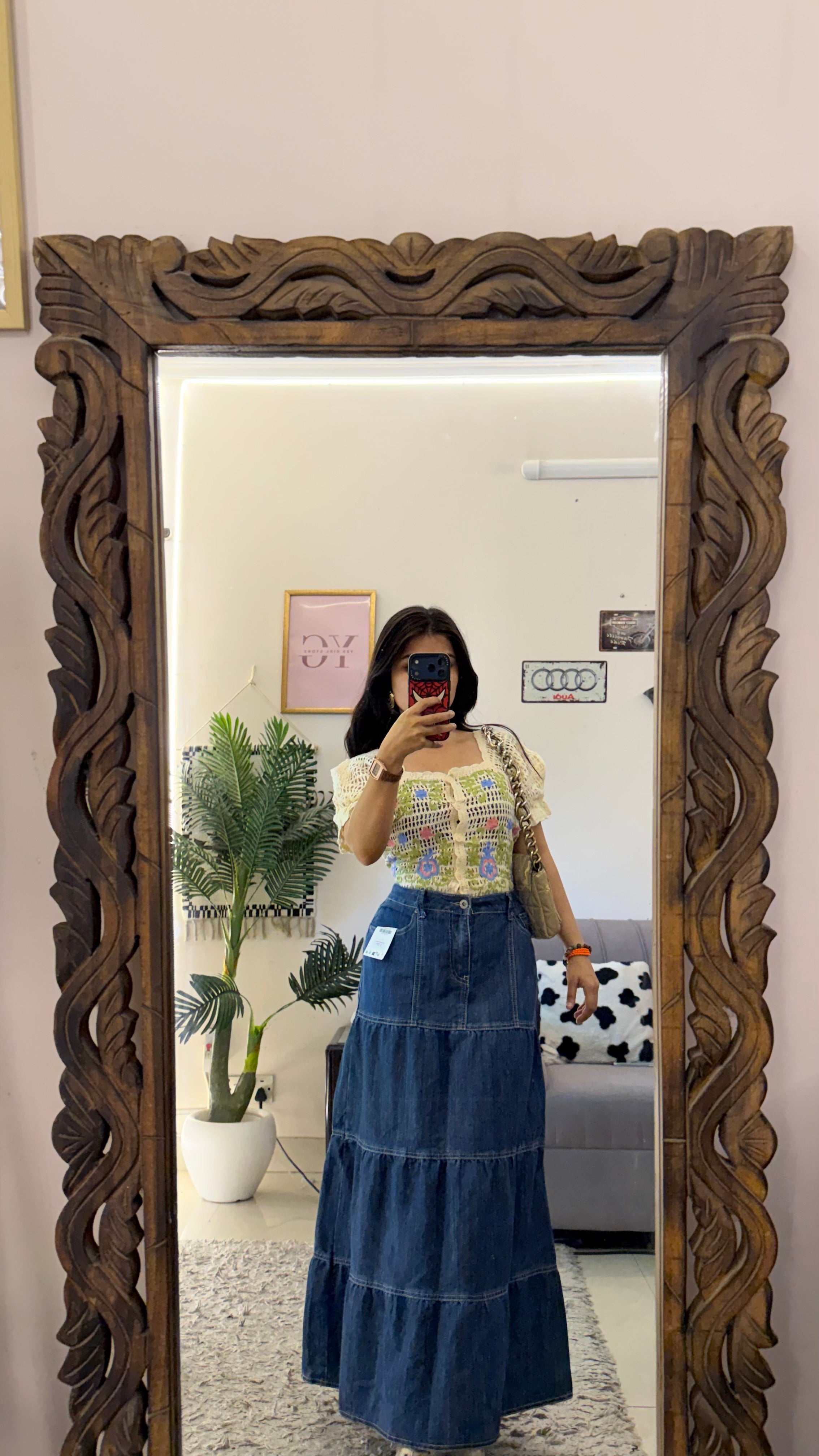 12 denim skirt W32/35L