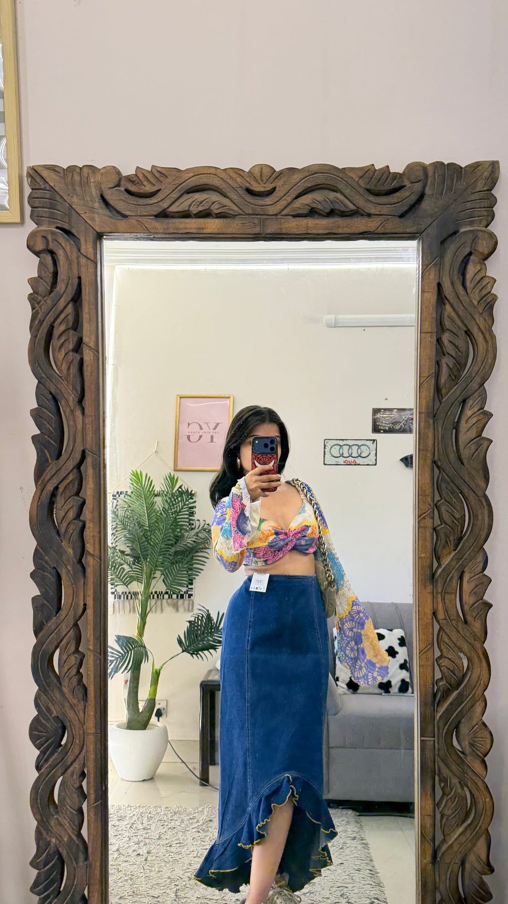 15 retro denim skirt W30/33L