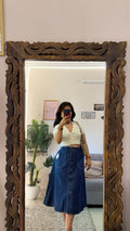 32 retro denim skirt W24-28/26L