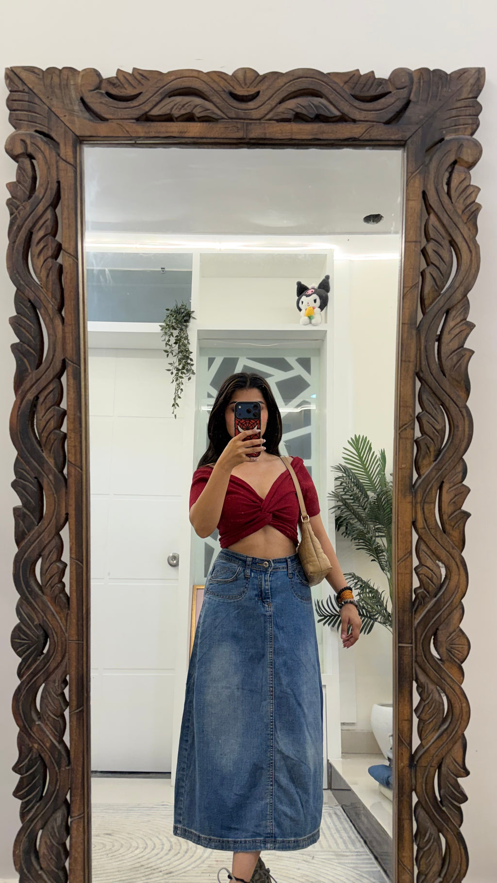 75 cute denim skirt 32 waist/l:31