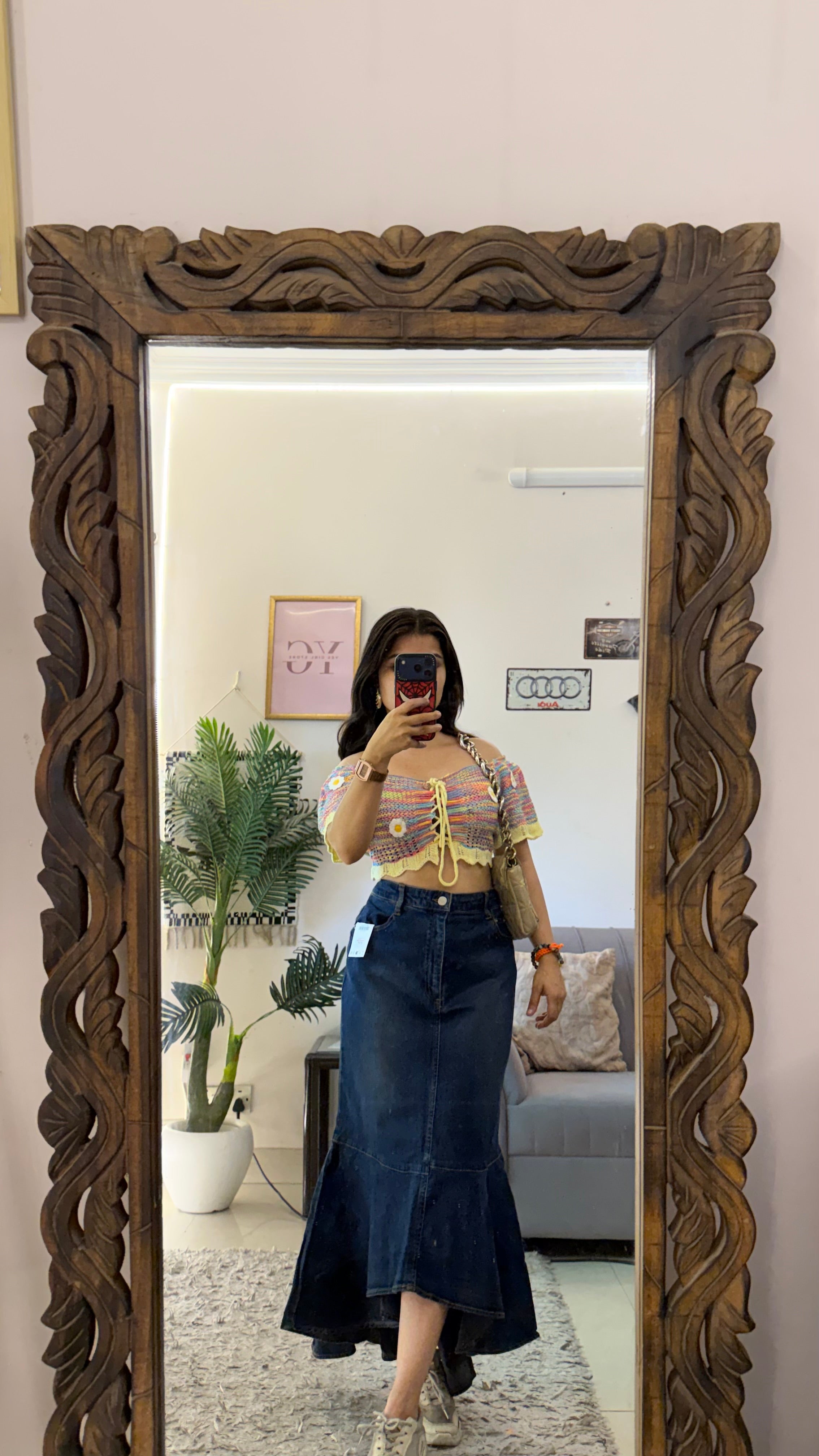 59 retro denim skirt W32/32L