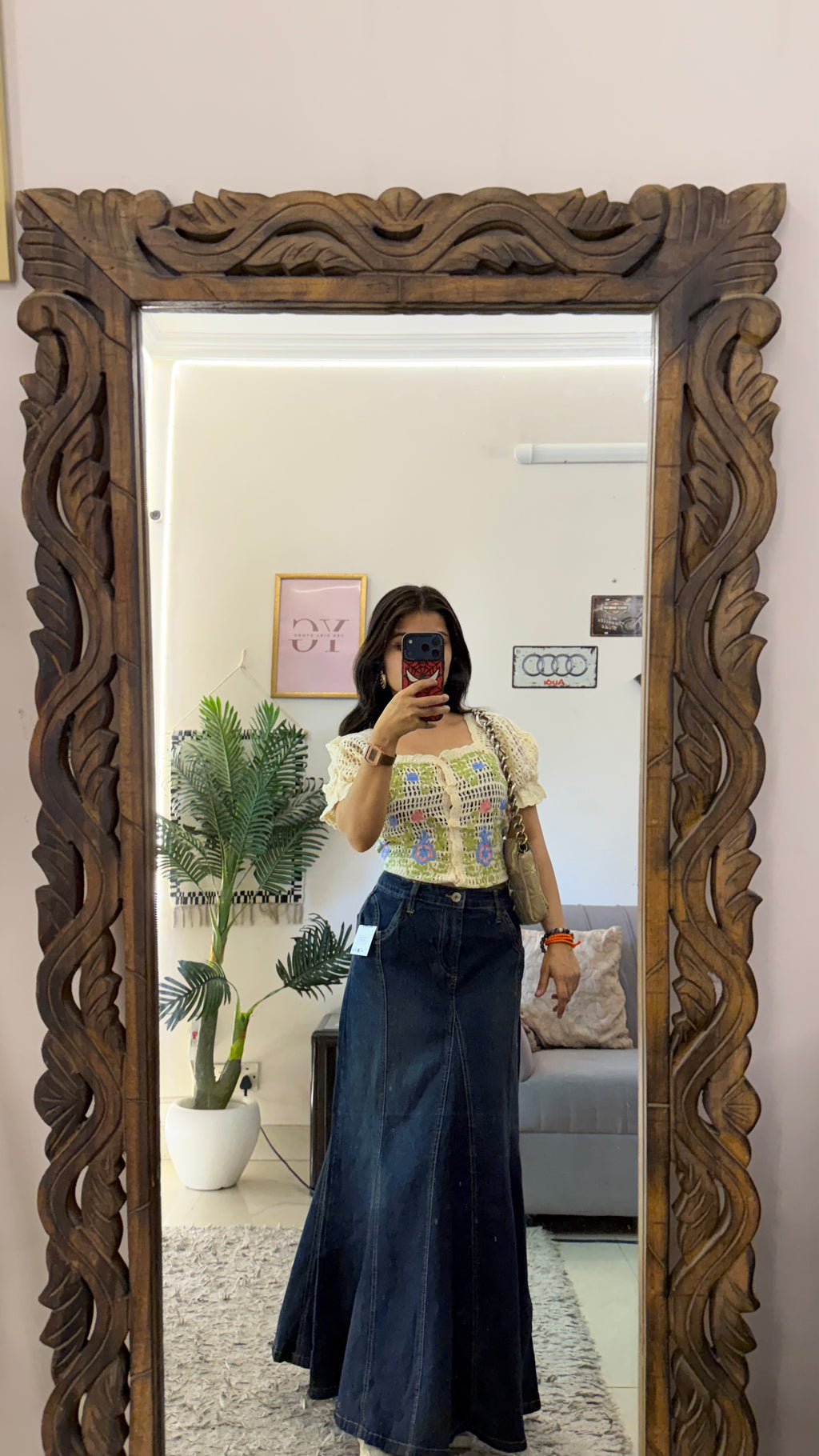 61 retro denim skirt30/35L
