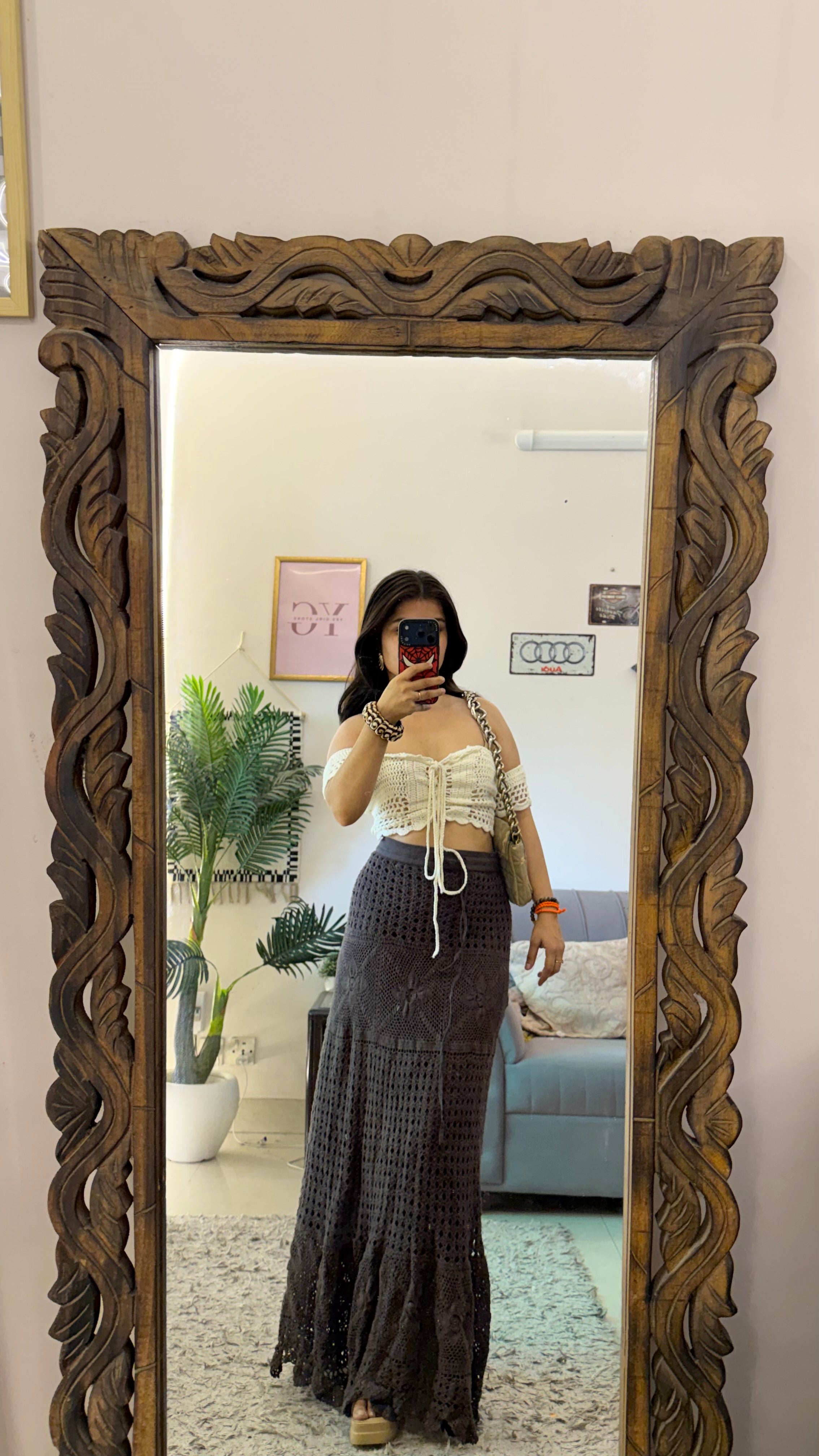 57) crochet skirt 36-38 waist/l:41