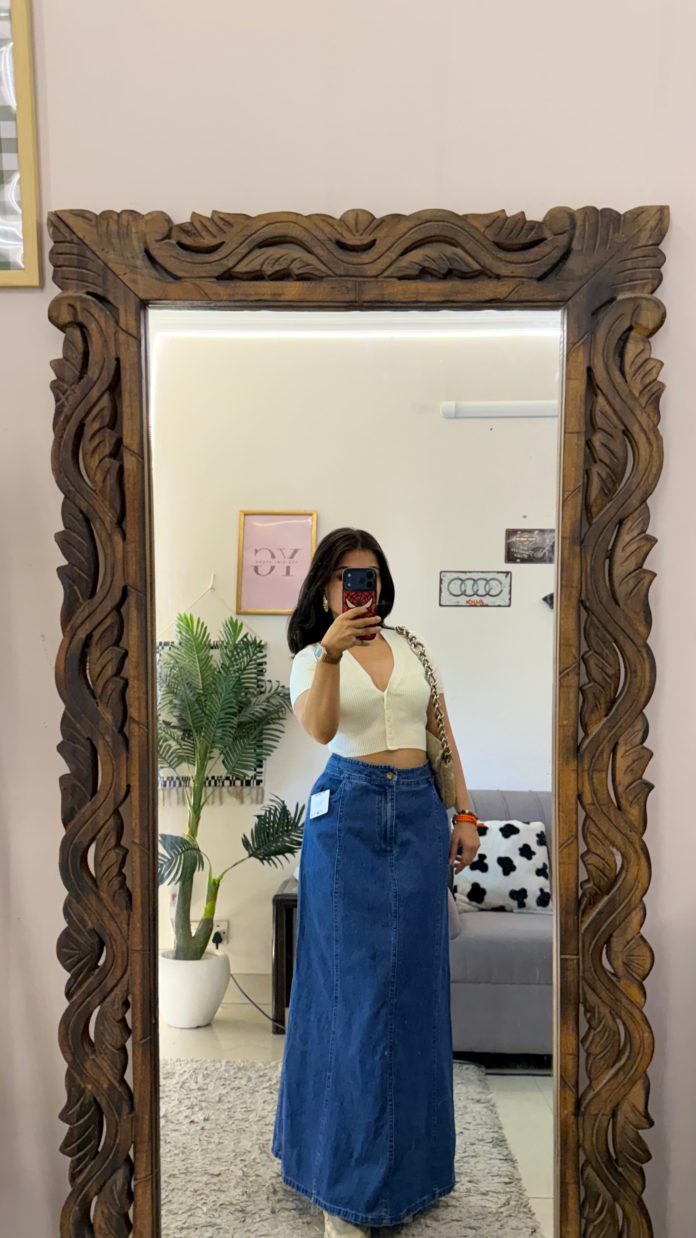 7 vintage denim skirt W30/35L
