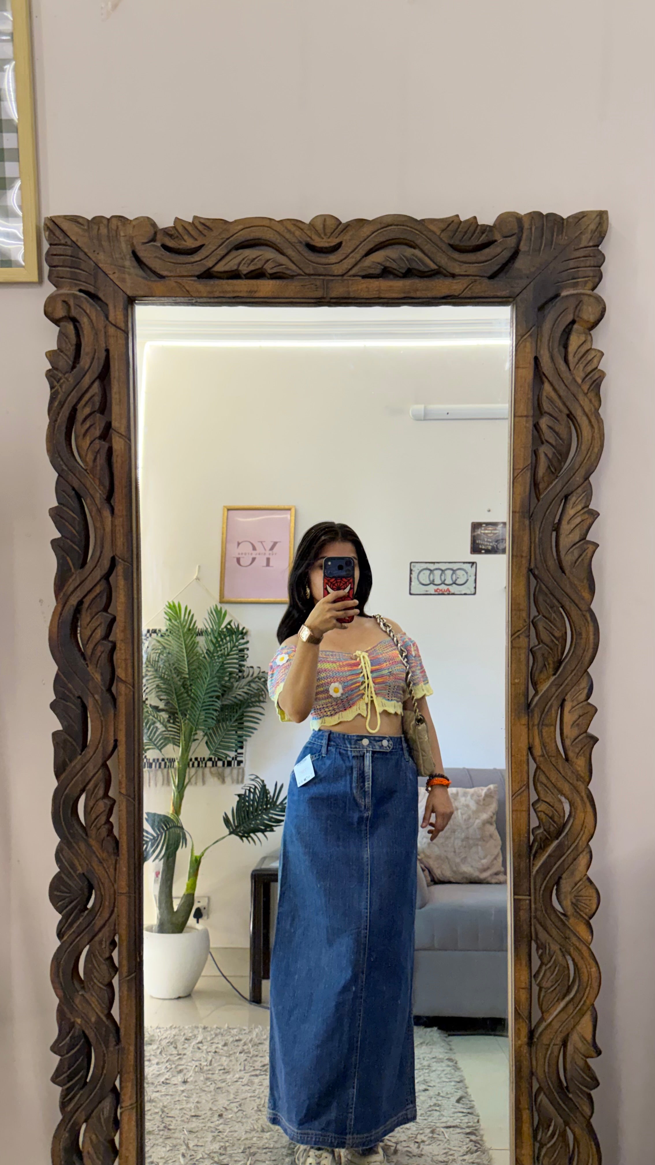 58 retro denim skirt W32/33L