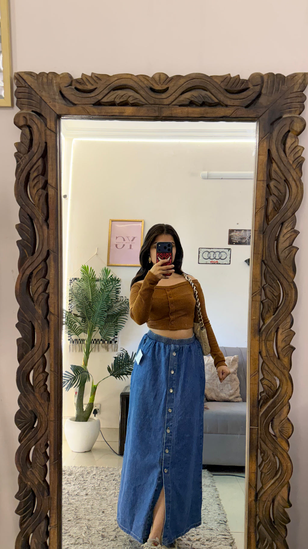 48 retro denim skirt W26-28/33L