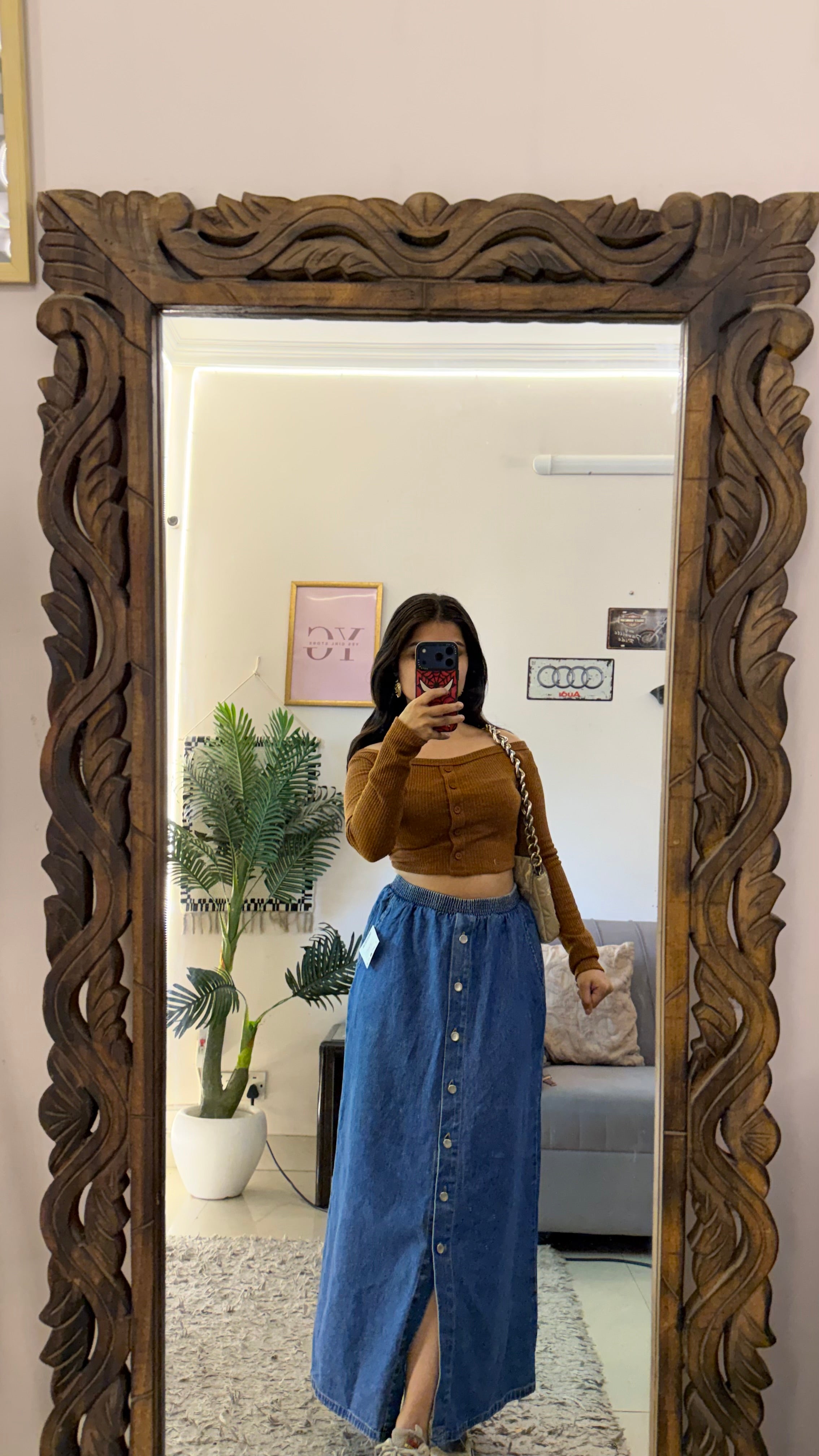 48 retro denim skirt W26-28/33L