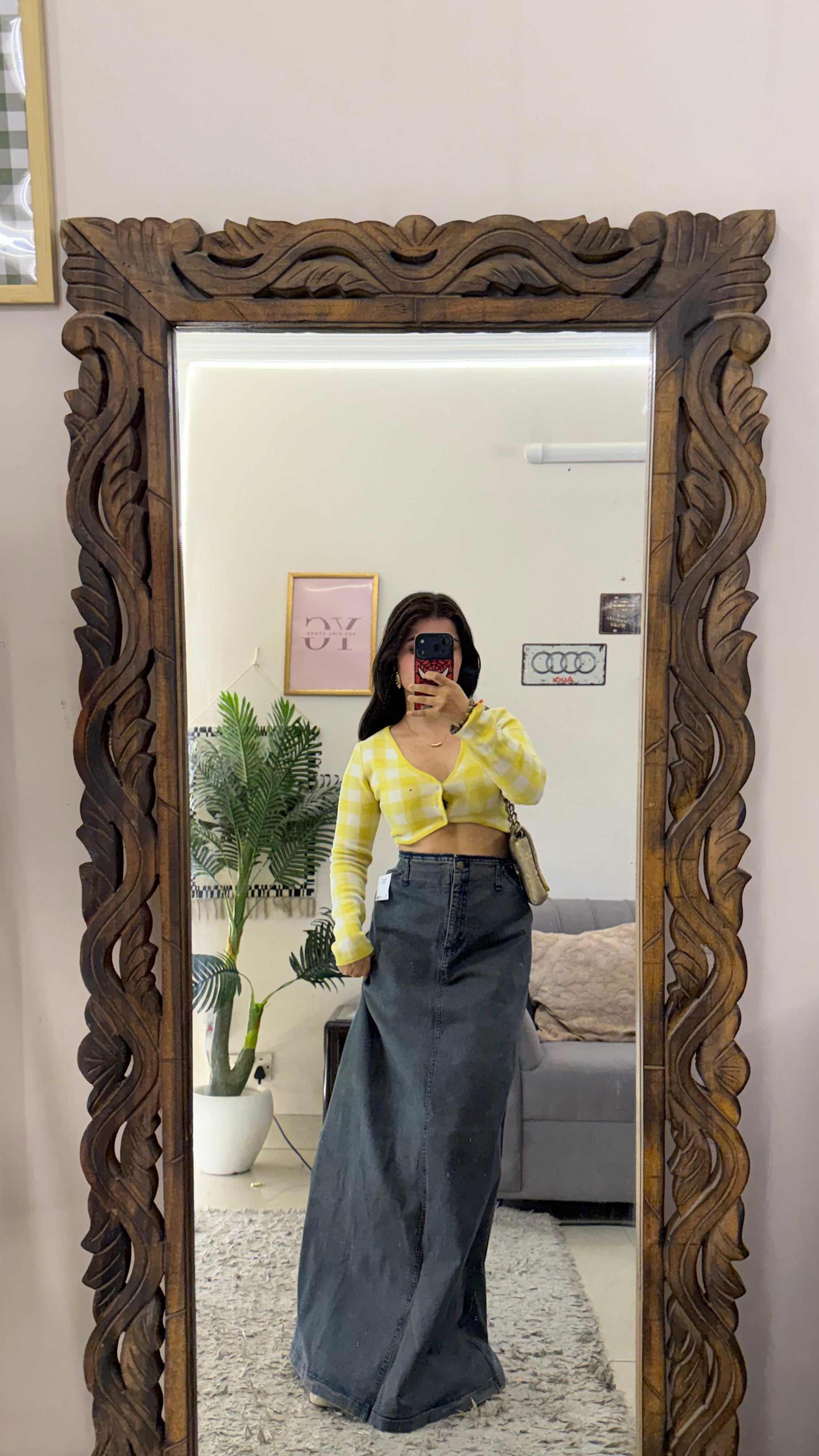 77 vintage denim skirt W32/41L