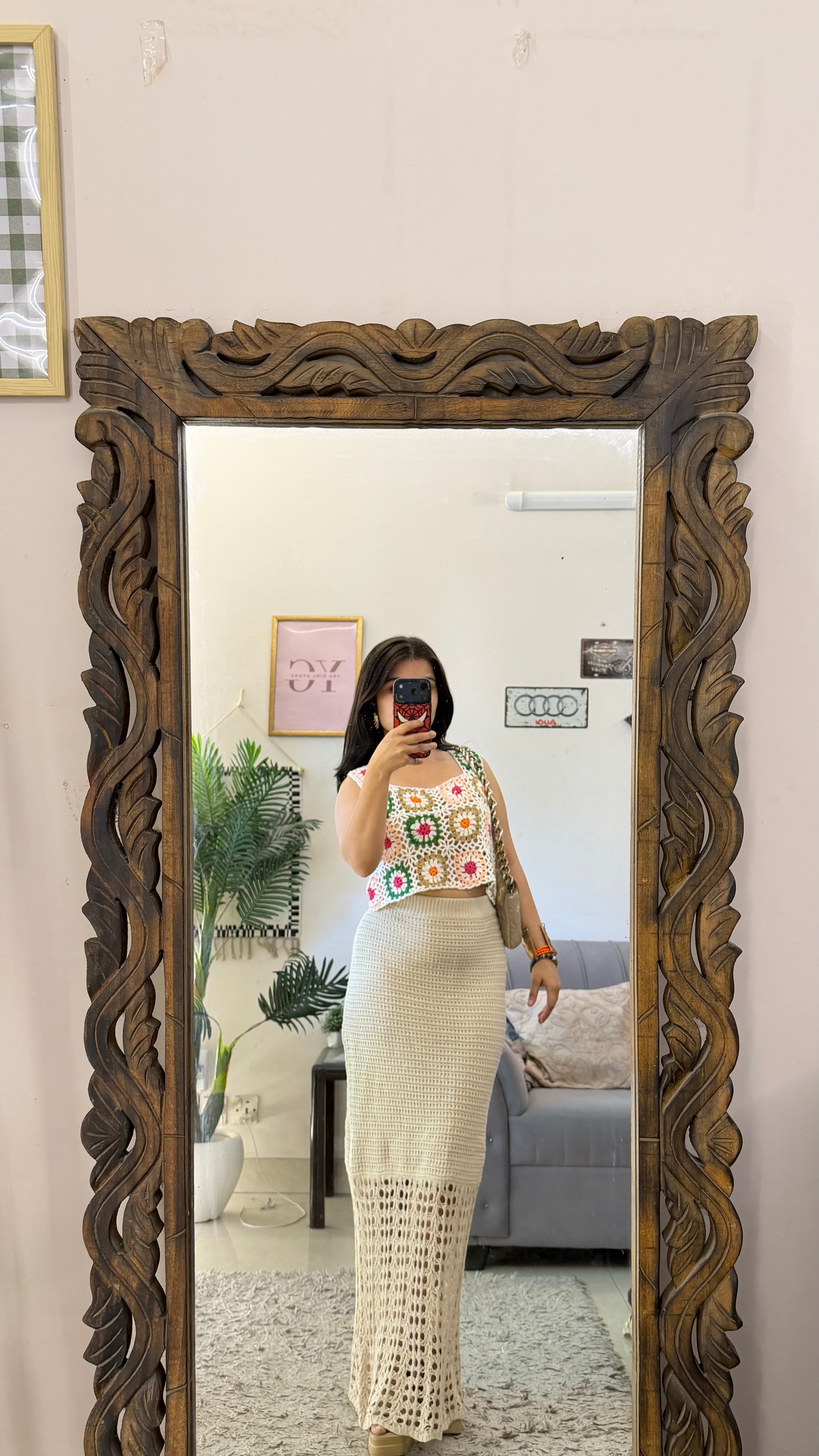 47) crochet skirt 28-32 waist/l:40