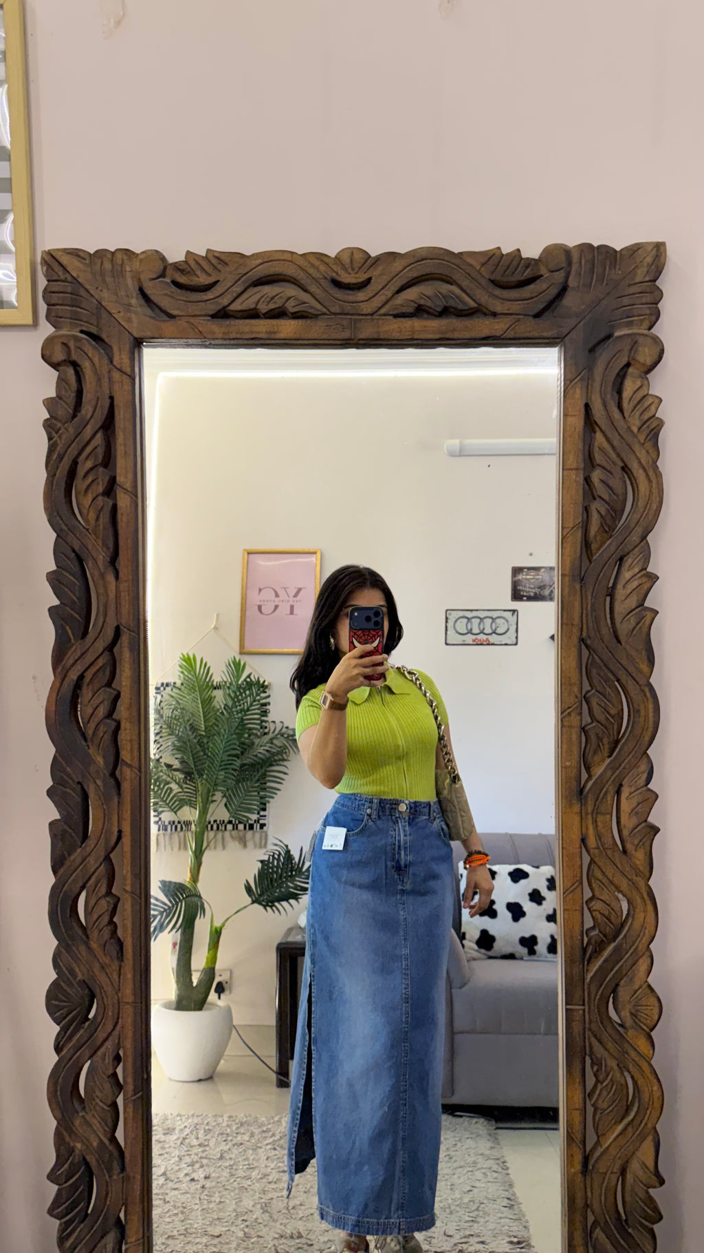 5 retro denim skirt W32/33L