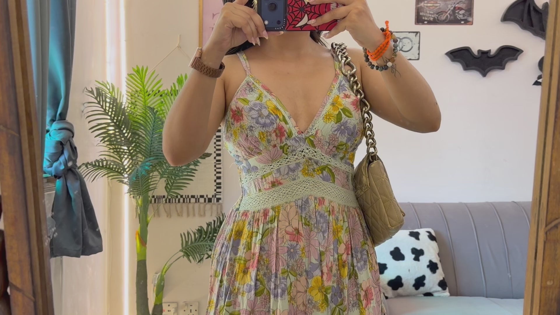 47 summer dress28-32bust/49L check video so beautiful